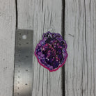 GLOSSY STICKER: February Amethyst Heart and Violet Flowers , Purple Amethyst Crystal Sticker , Purple Crystal Sticker , Purple Crystal