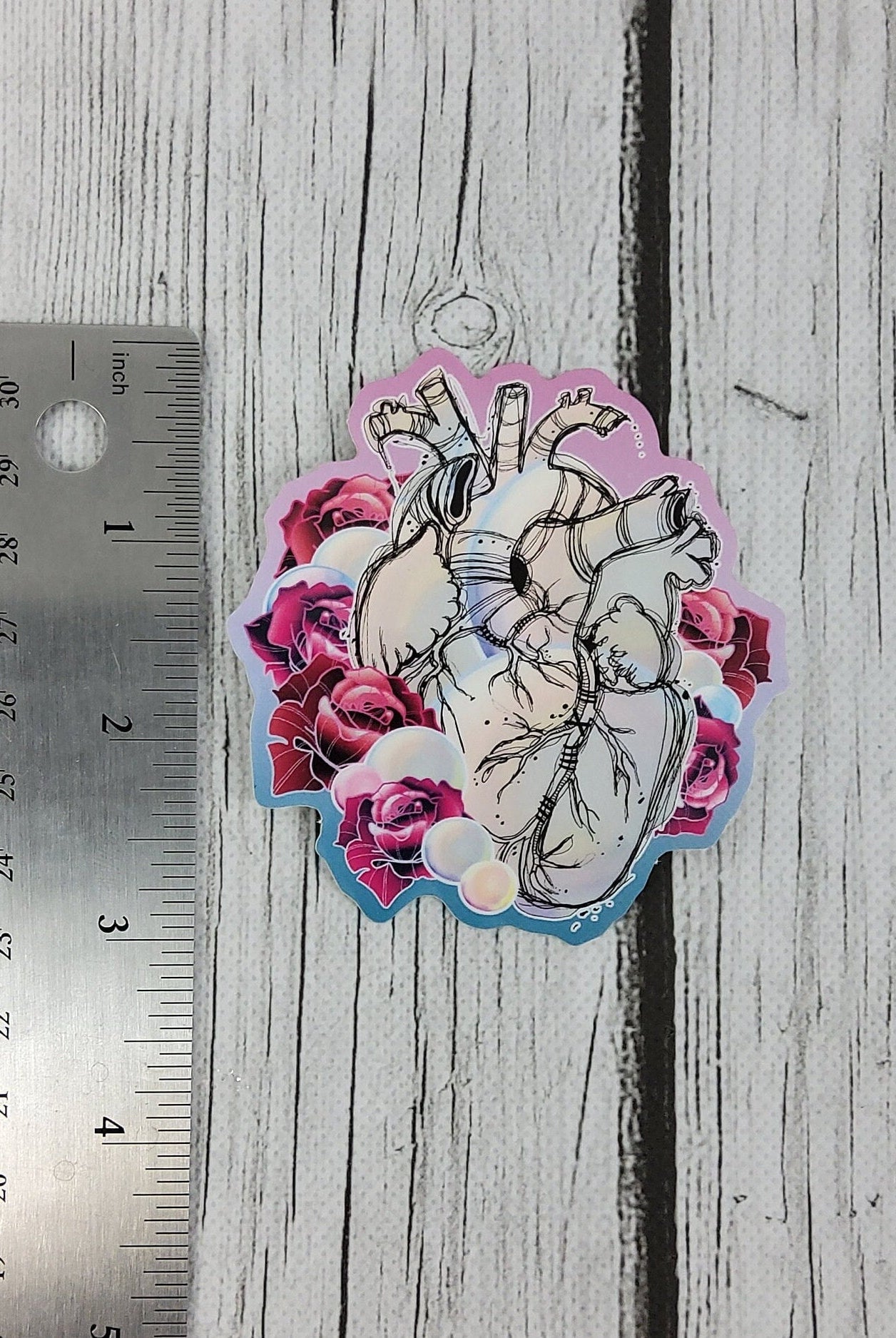 GLOSSY STICKER: June Pearl Heart and Roses Birthstone Crystal , Pearl Crystal and Roses , Pearl Crystal Sticker , Roses and Crystal