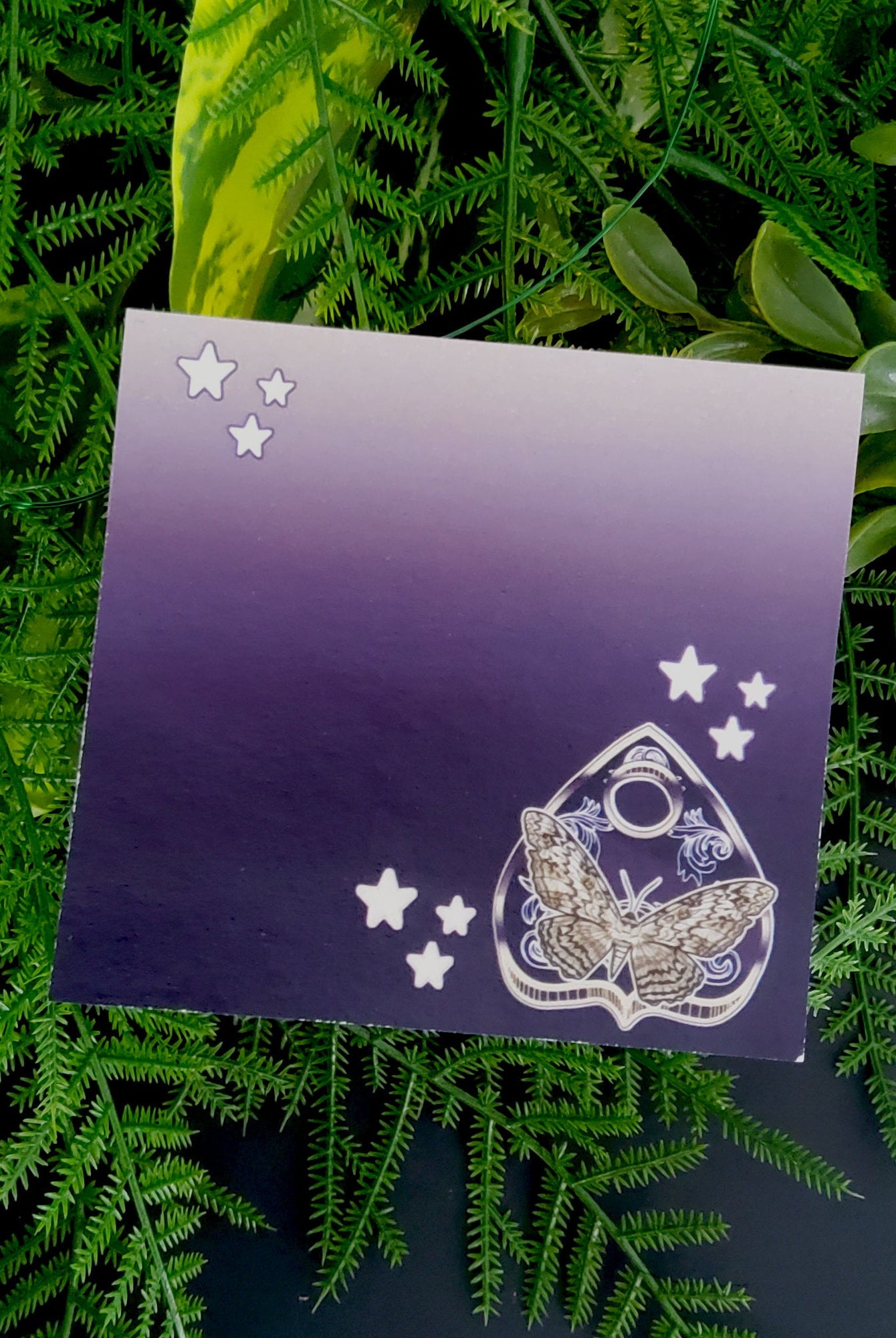 STICKY NOTES: White Witch Moth Planchette Sticky Notes , Purple Planchette Witch Moth Stationery , Witch Moth Art