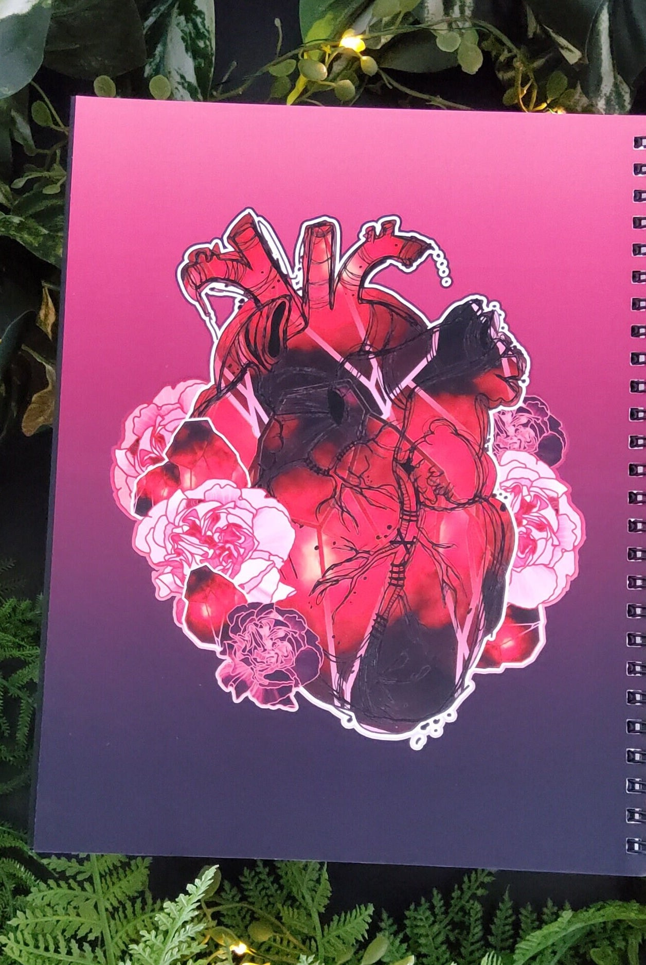 SPIRAL NOTEBOOK : Garnet Crystal Heart Spiral with College Ruled Pages , Garnet Crystal Notebook , Garnet Crystal Heart , Garnet Stationery