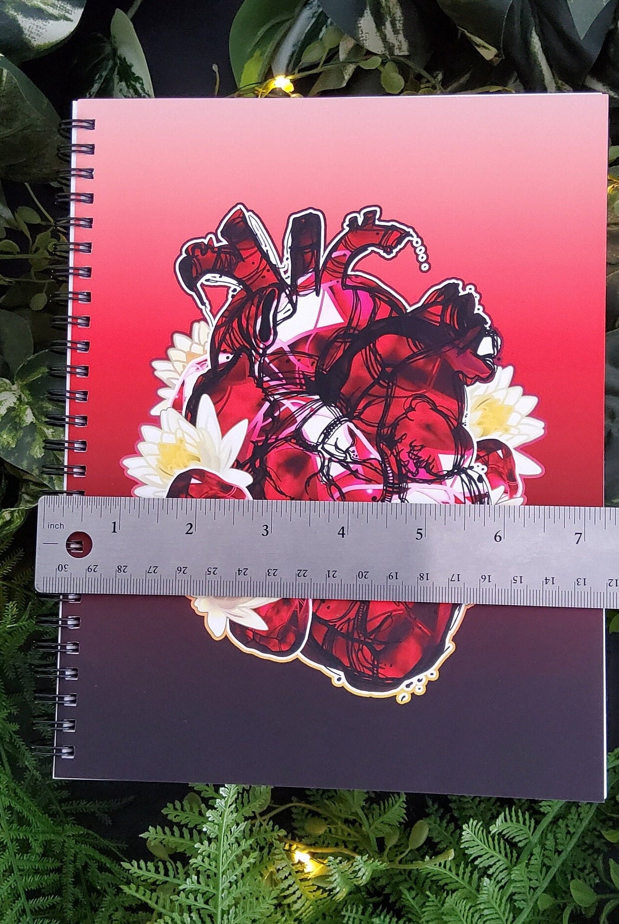 SPIRAL NOTEBOOK : Ruby Crystal Heart Spiral with College Ruled Pages , Ruby Crystal Notebook , Ruby Crystal Heart , Ruby Art