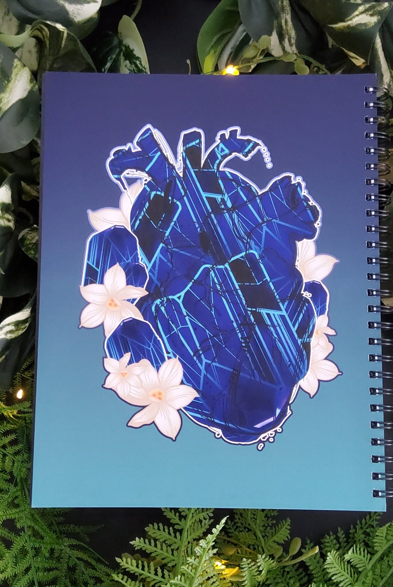 Tanzanite Crystal Heart Spiral Notebook