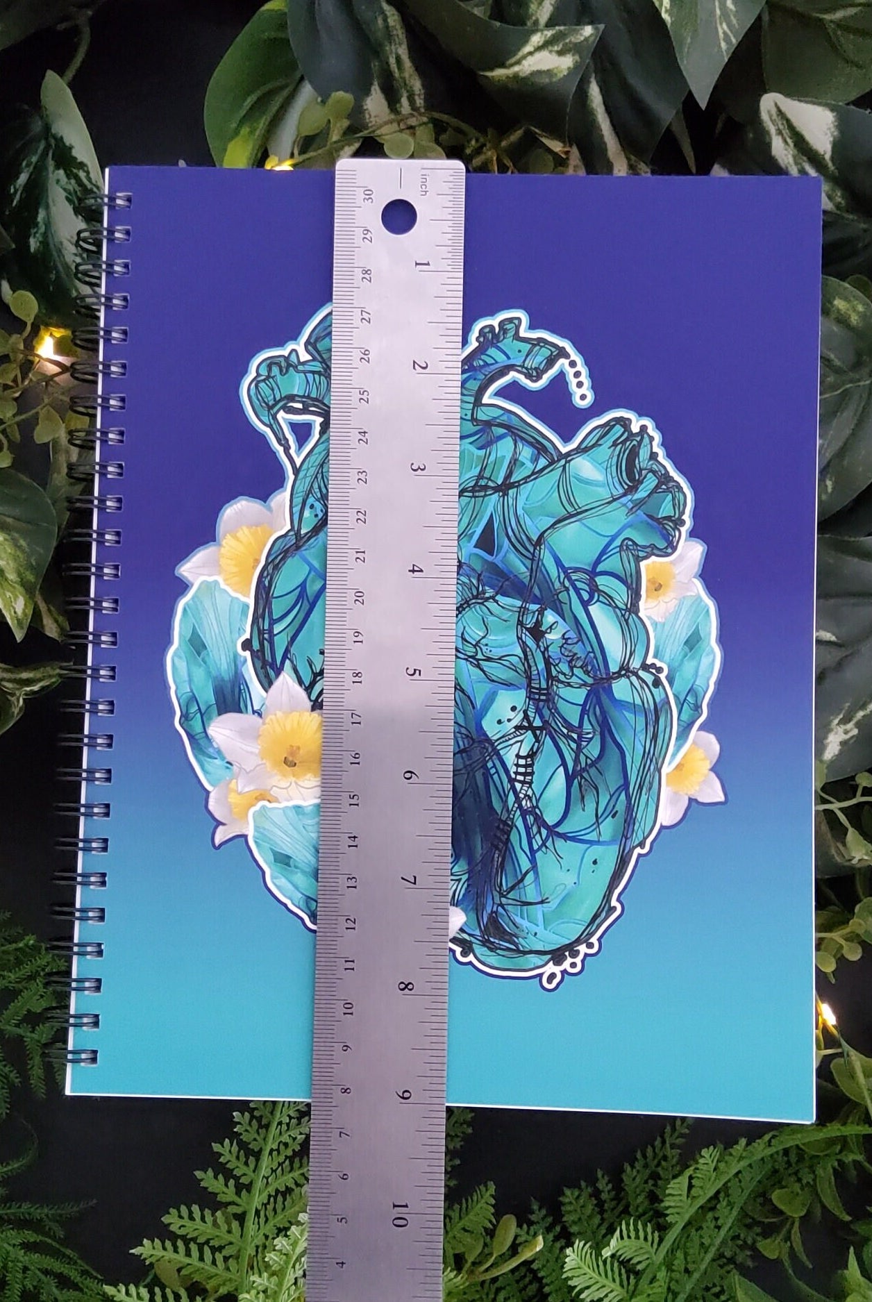 SPIRAL NOTEBOOK : Aquamarine Crystal Heart Spiral with College Ruled Pages , Aquamarine Crystal Notebook , Aquamarine Crystal Heart