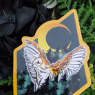 GOLD GLOSSY STICKER: The Owl Sparkly Diamond Sticker , The Owl and Dark Forest Foil Sticker , The Owl Forest Sticker , Barn Owl Sticker