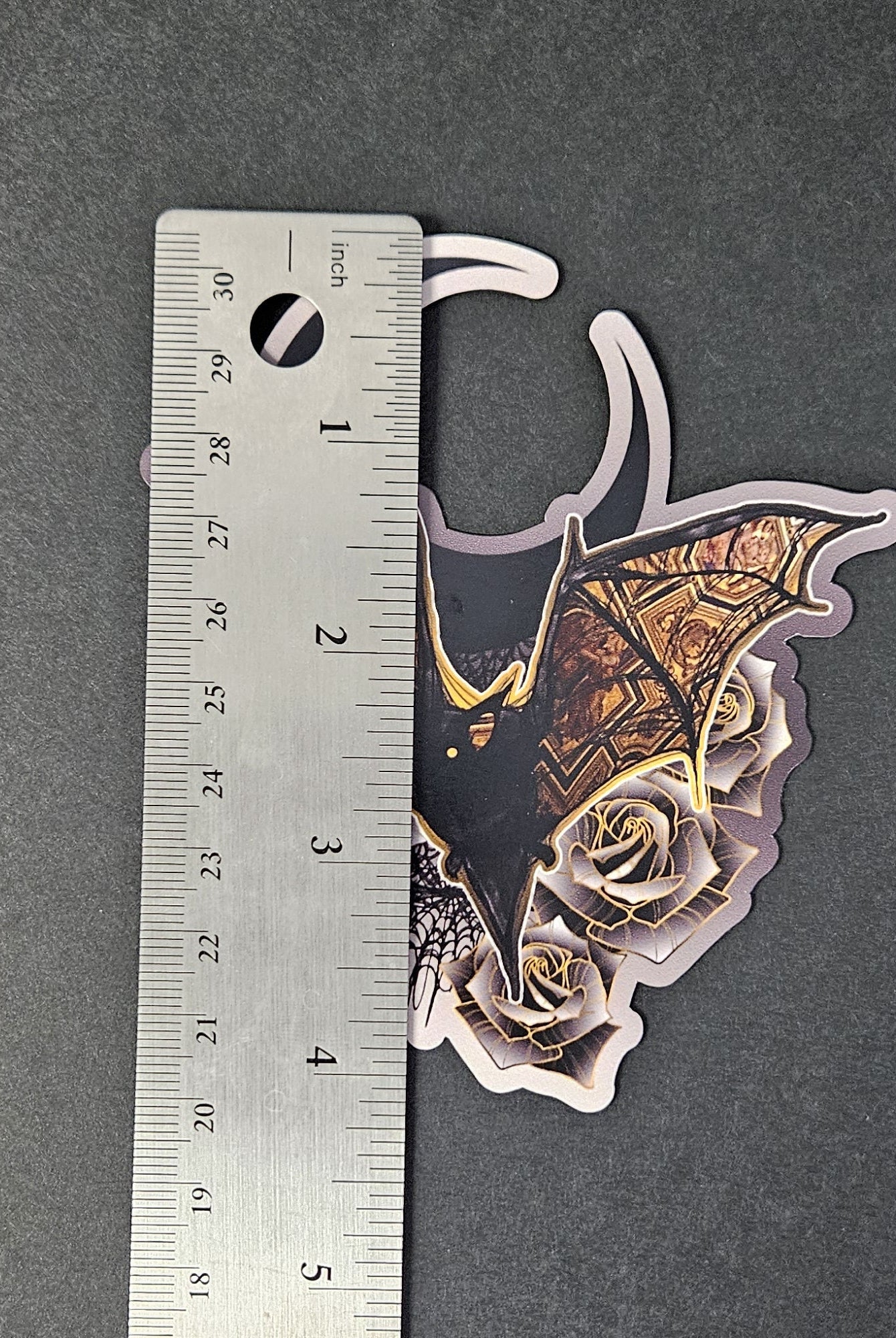 MAGNET: Florence Bat with Black Moon , Bat with Frescos and Night Sky Decorative Magnet , Bat and Moon Art Magnet , Bat and Moon Magnet
