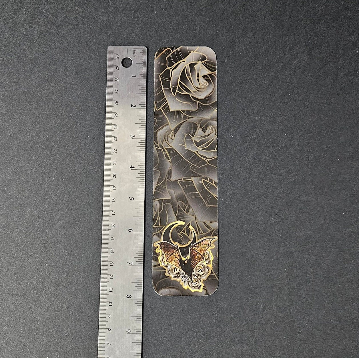 BOOKMARK: Florence Bat with Black Moon , Bat with Frescos and Night Sky , Bat and Moon Art , Bat Bookmark