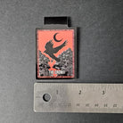 HANDMADE MAGNETIC BOOKMARK: Crow and Skulls with Black Moon , Red Sky and Crow Bookmark , Crow and Skulls , Red Sky Omen