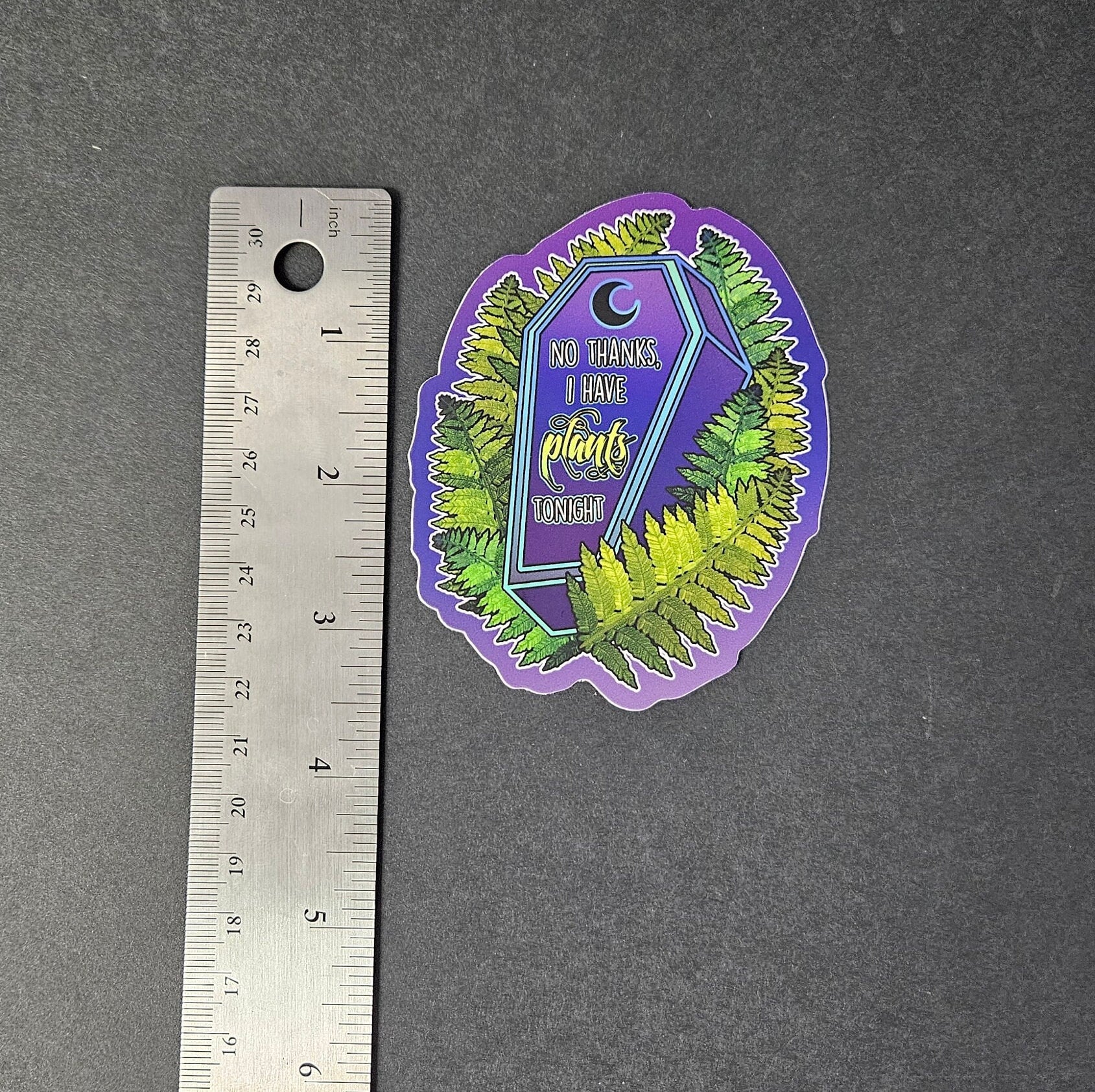 'No Thanks, I Have Plants Tonight' Coffin - Matte Sticker Decorative Sticker Acornandcrowstudio