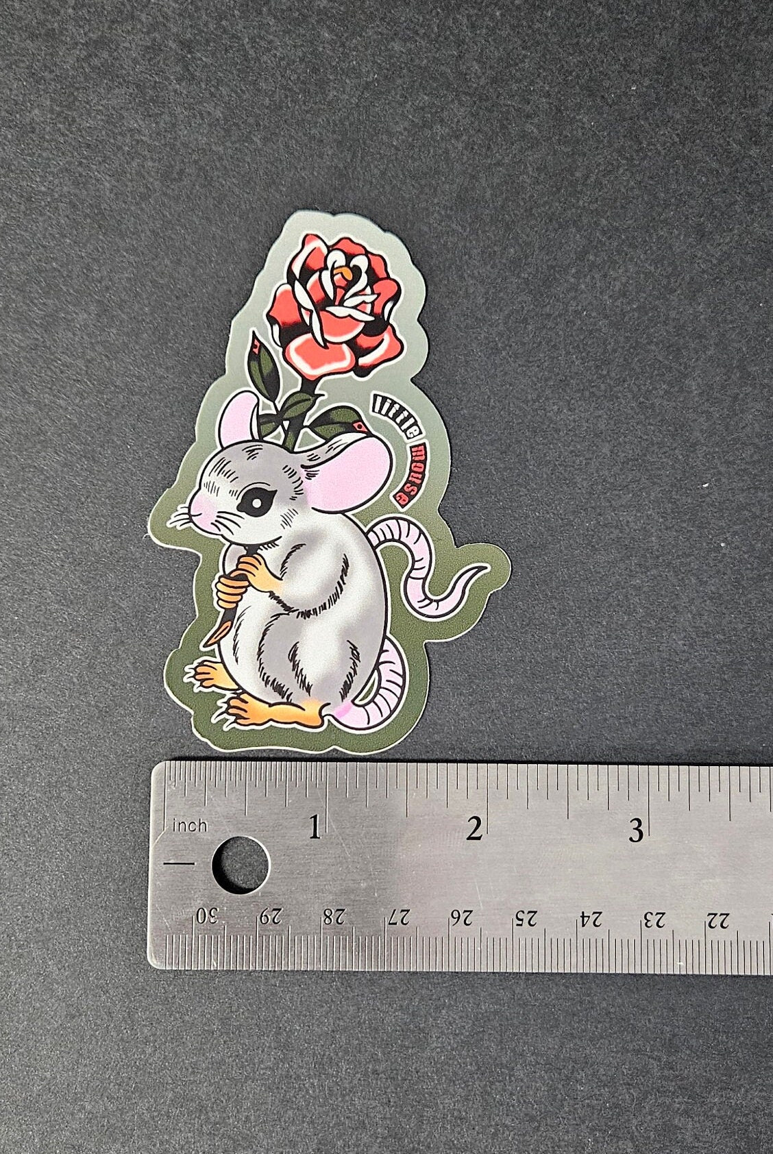 MATTE STICKER: Little Mouse with Rose Sticker, Little Mouse Sticker , Mouse and Rose Matte Sticker , Reader 'Little Mouse' Sticker