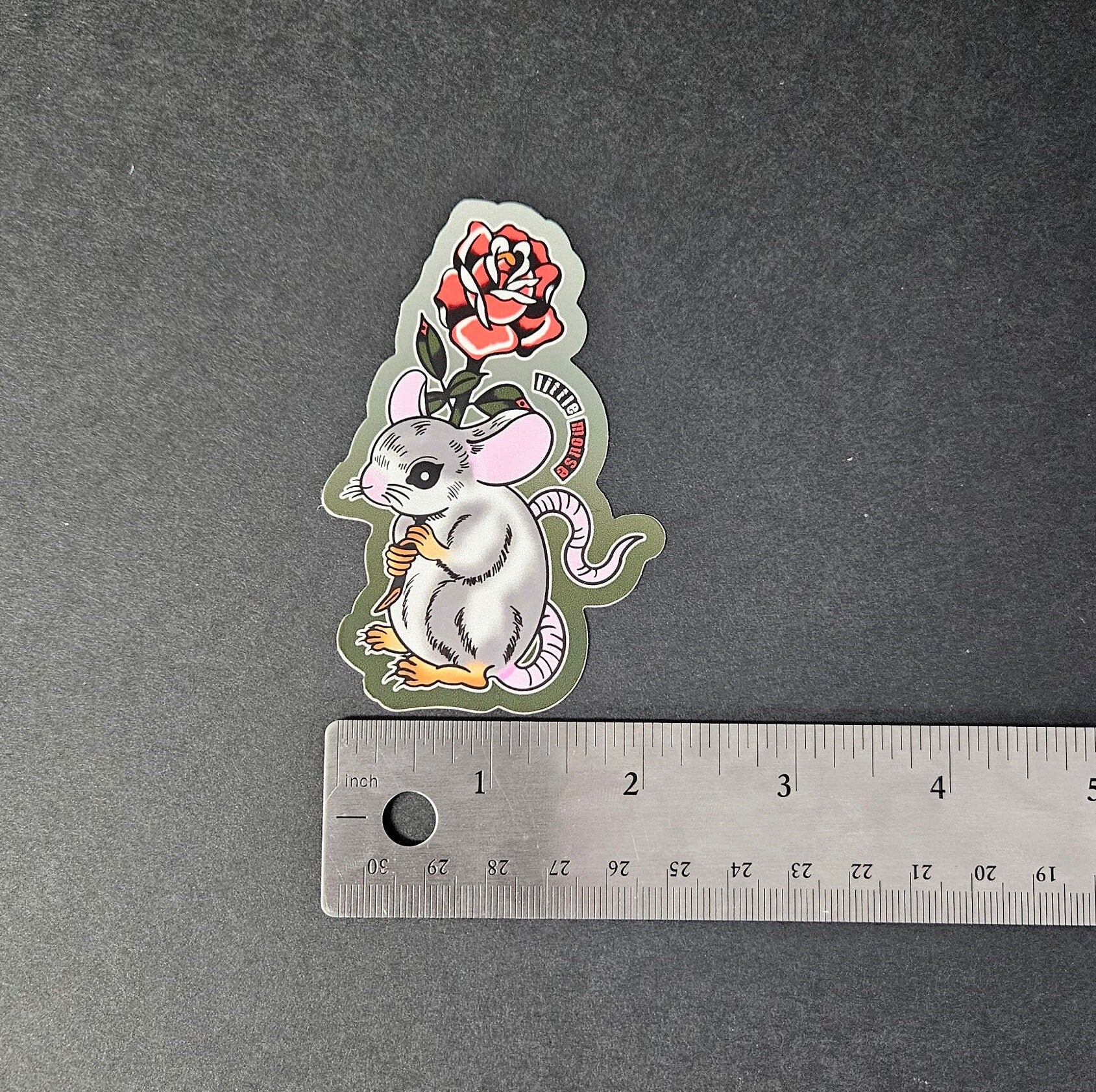MATTE STICKER: Little Mouse with Rose Sticker, Little Mouse Sticker , Mouse and Rose Matte Sticker , Reader 'Little Mouse' Sticker