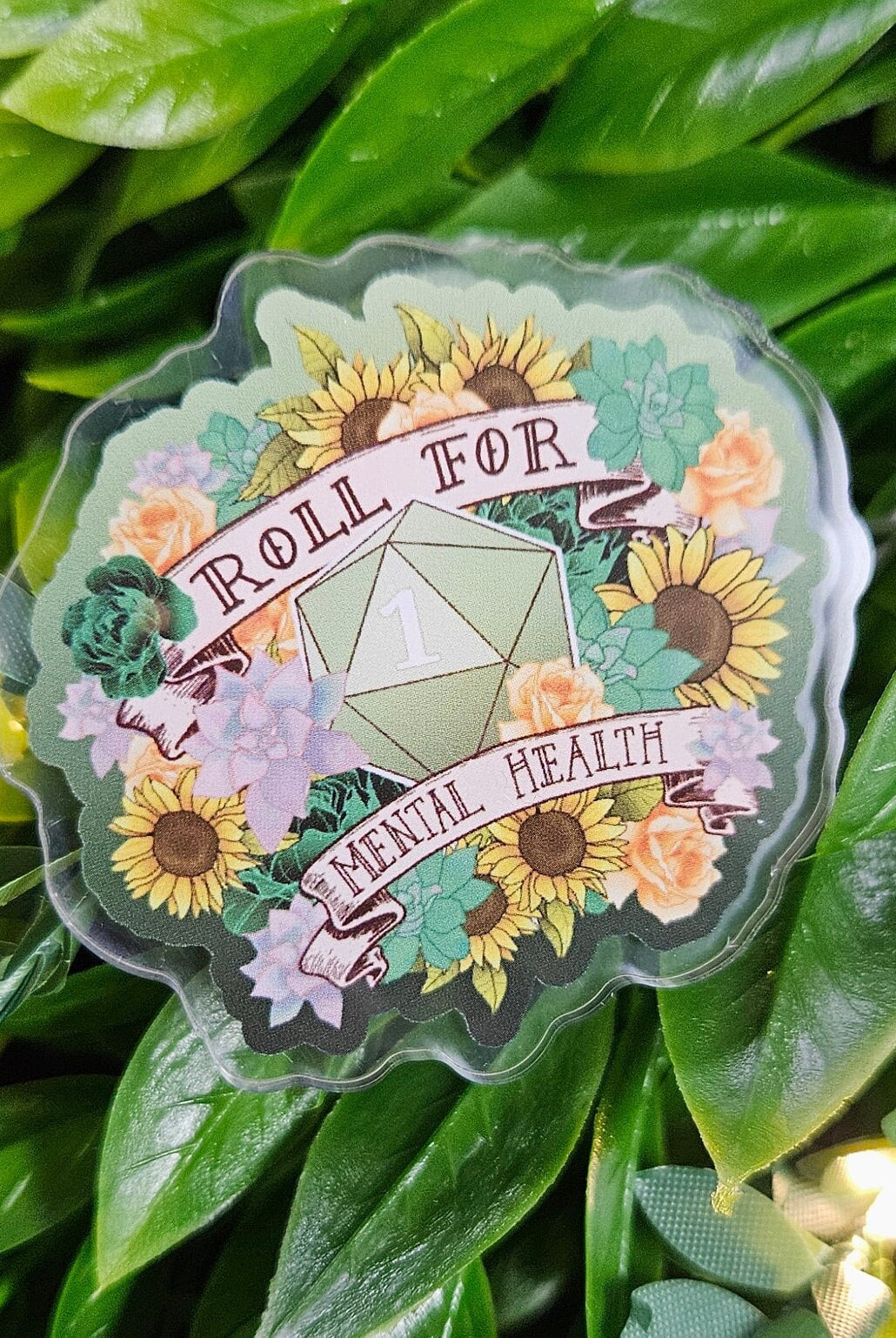 ACRYLIC PIN: Roll for Mental Health Natural One D20