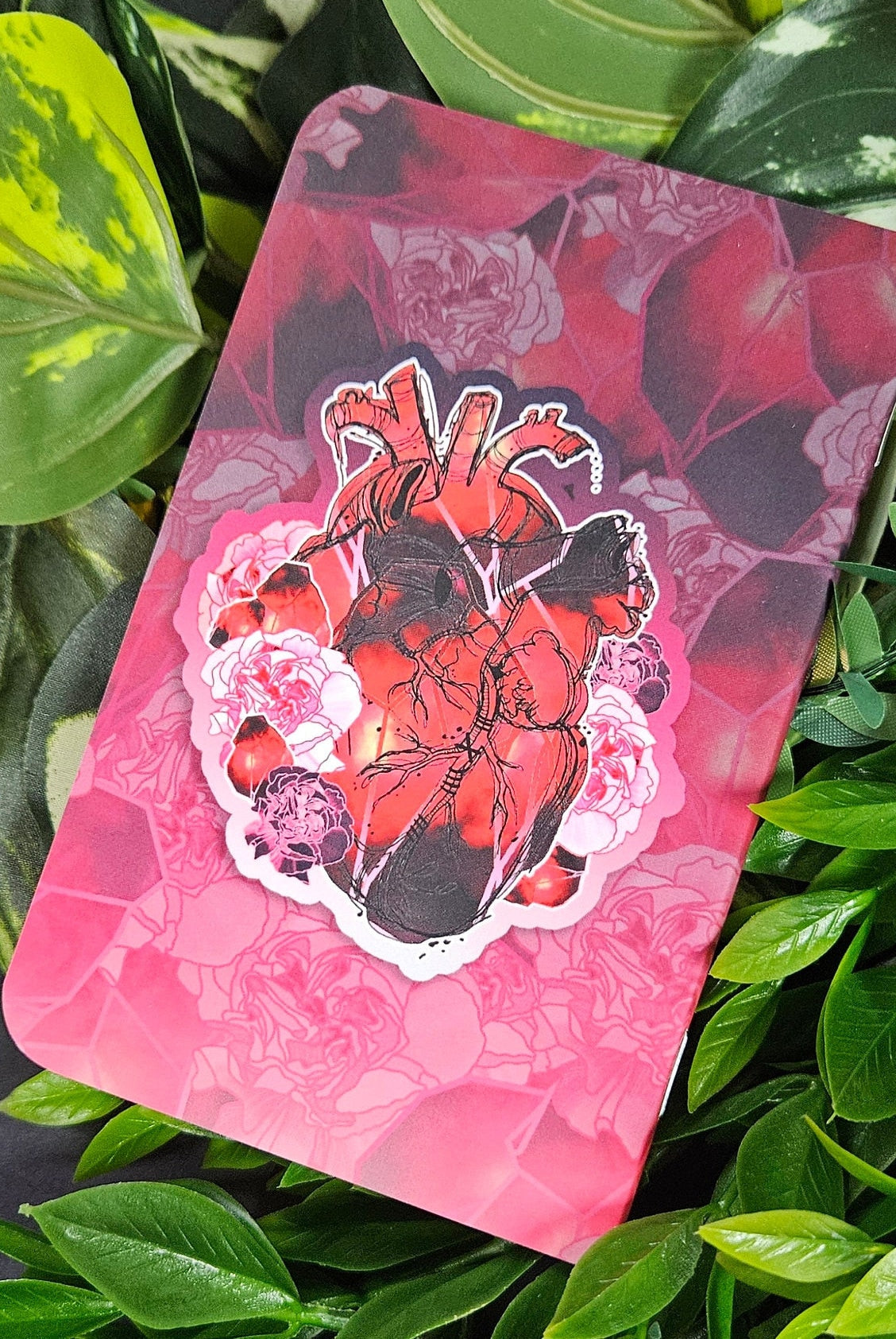 POCKET NOTEBOOK: Garnet Crystal Heart with DOT Grid Pages