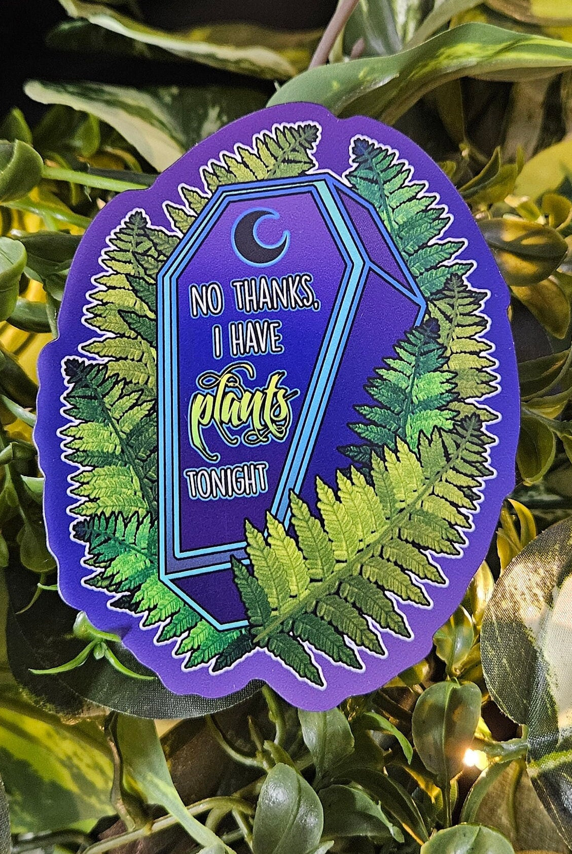 MAGNET: I Have Plants Coffin , I Have Plants Coffin Decorative Magnet , Purple Coffin Magnet , I Have Plants Coffin Magnet