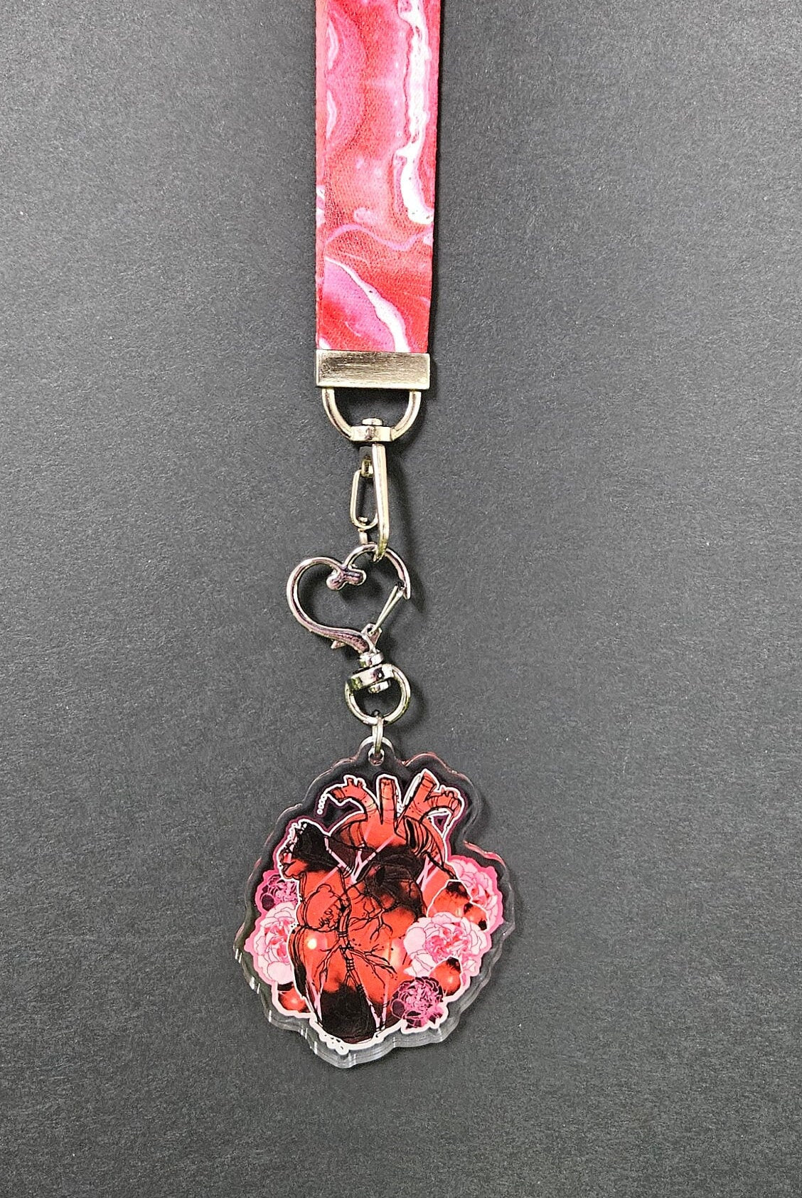 WRISTLET with Double Sided Charm: Garnet Crystal Heart