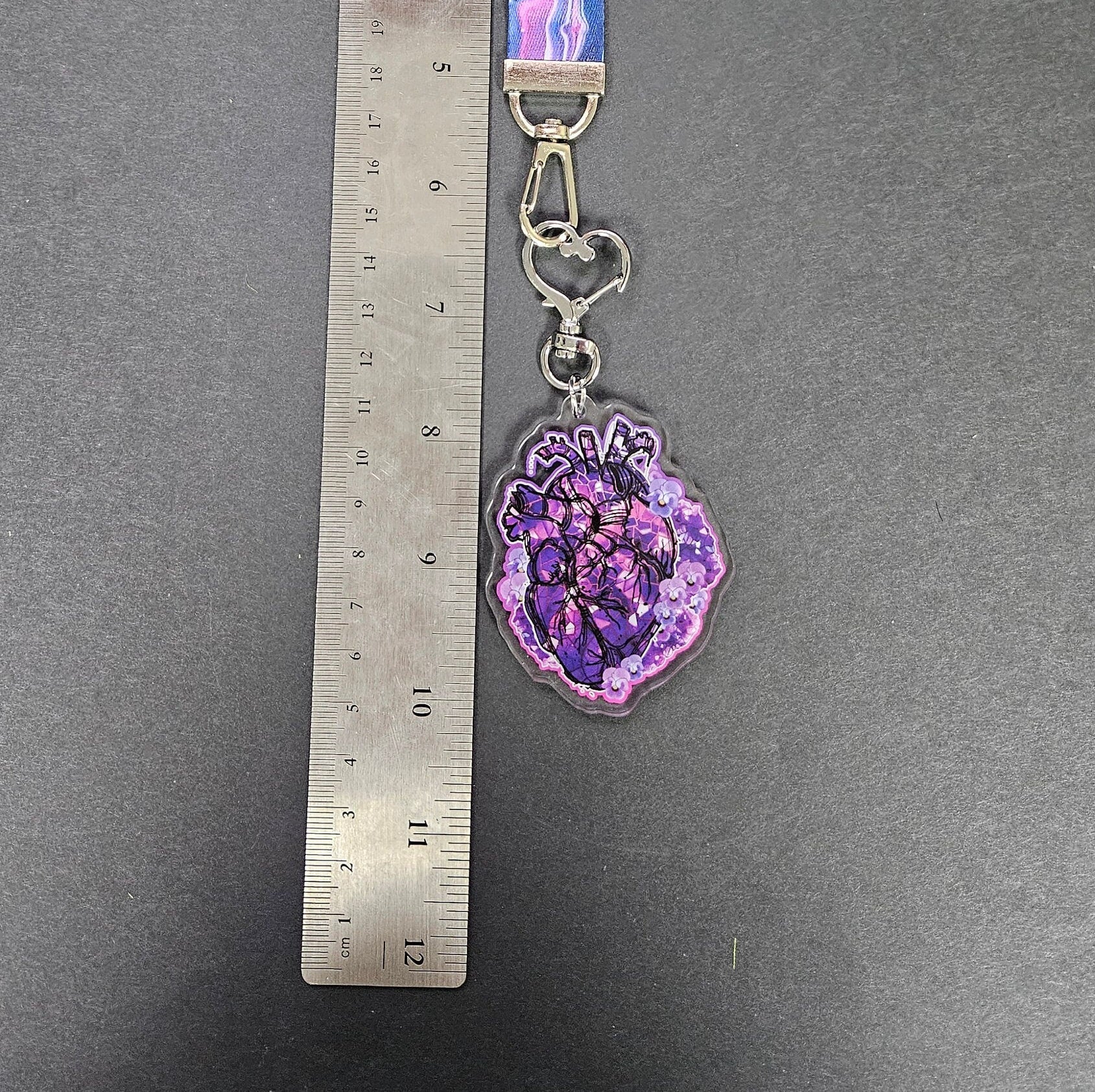 WRISTLET with Double Sided Charm: Amethyst Crystal Heart