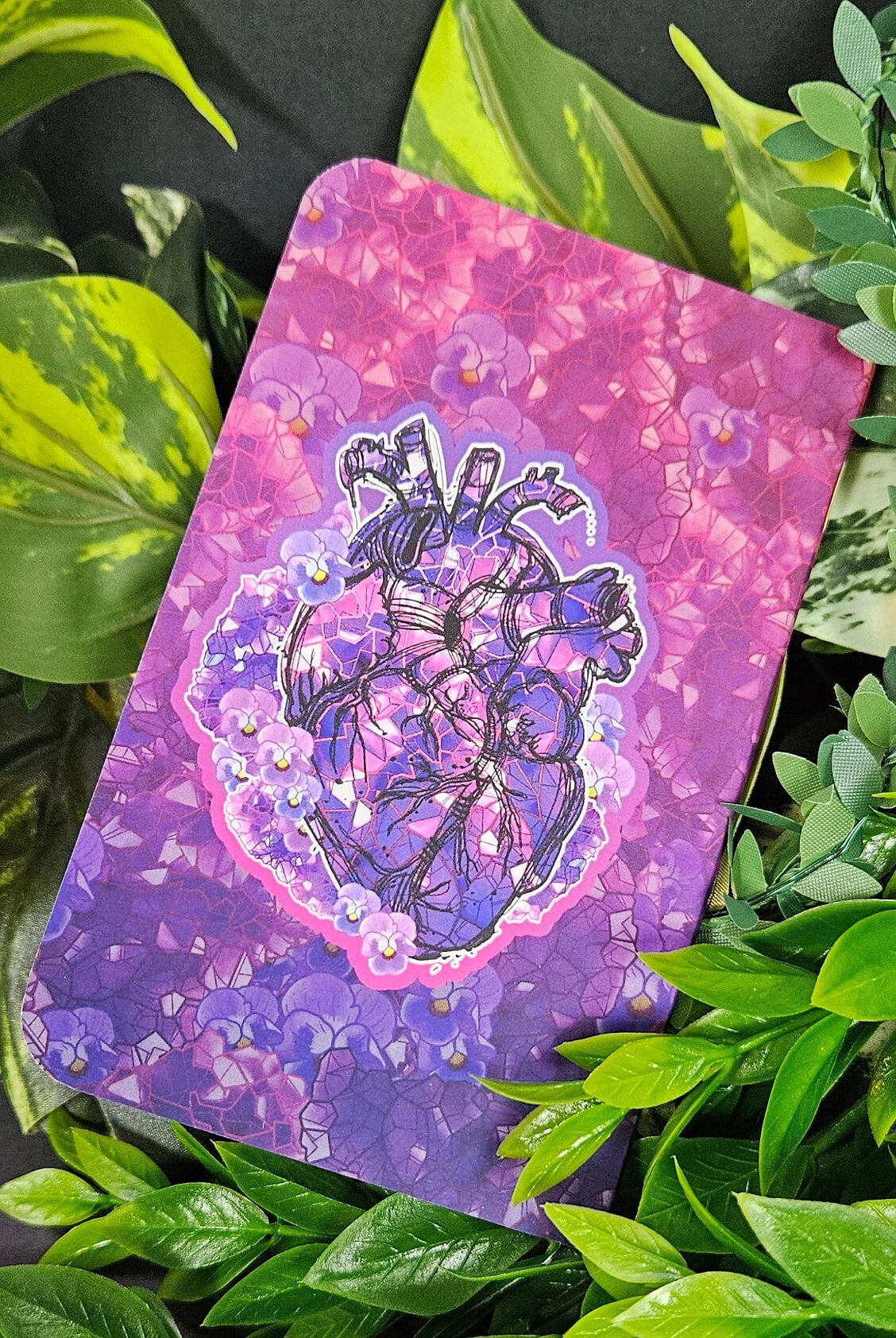 POCKET NOTEBOOK: Amethyst Crystal Heart with DOT Grid Pages