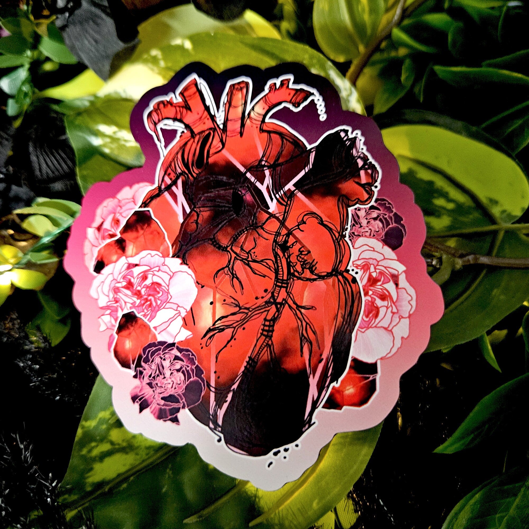 MAGNET: January Garnet Heart and Pink Carnation Birthstone Crystal , Garnet Crystal Magnet , Crystal Heart Magnet , Crystal