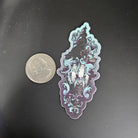 MATTE STICKER: Dark Ghost Lantern with Blue Filigree Decorative Sticker Acornandcrowstudio