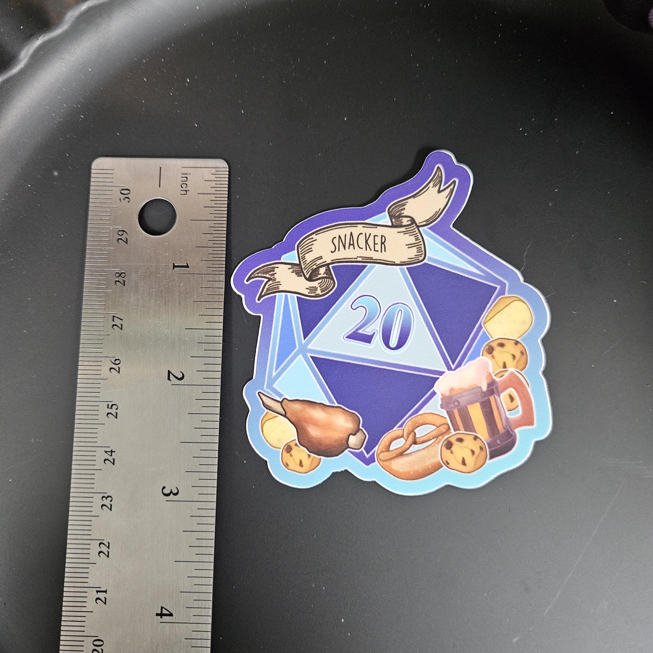 MATTE STICKER: D20 The Snacker , Snacker D20 Sticker , D20 Stickers, D20 Sticker , D20 Snacker Sticker , Player Type D20