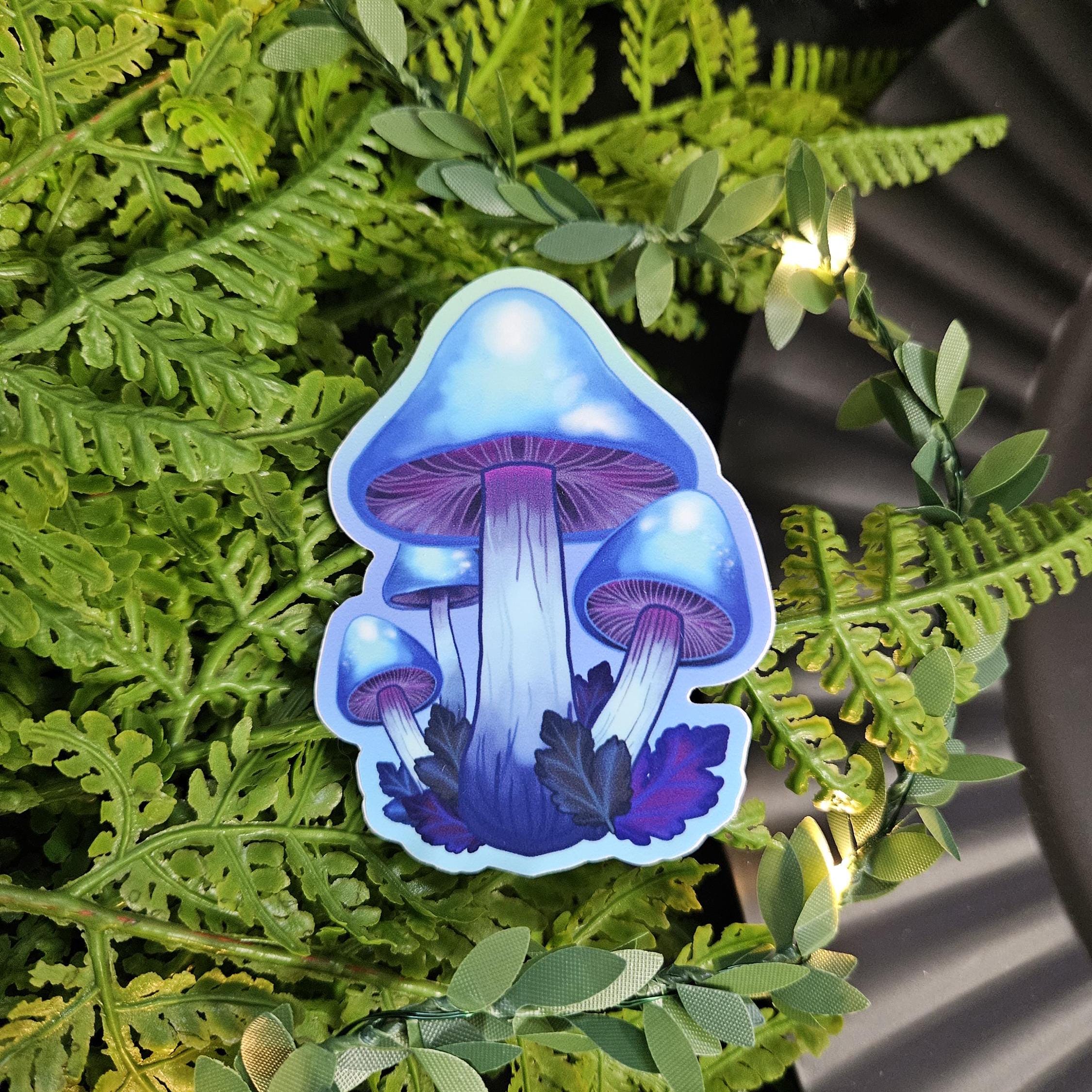 MATTE STICKER: Bio-Luminescent Blue Mushrooms