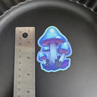 MATTE STICKER: Bio-Luminescent Blue Mushrooms Decorative Sticker Acornandcrowstudio