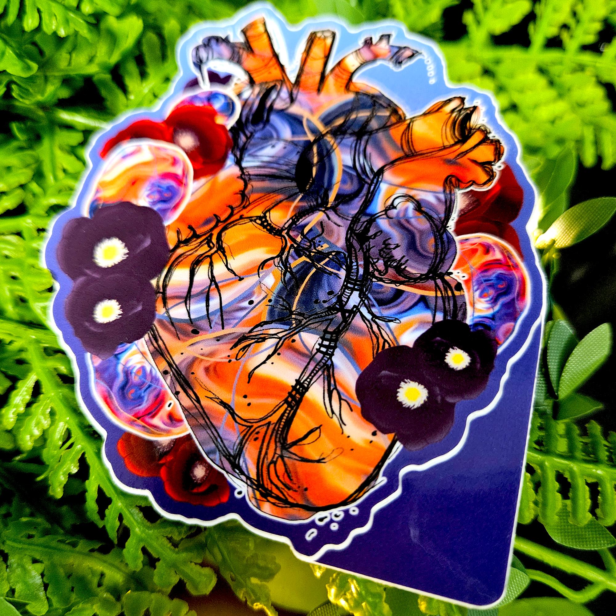 GLOSSY STICKER: August Sardonyx and Poppies Birthstone Crystal, Sardonyx and Poppies Crystal Sticker , August Birthstone Crystal Sticker