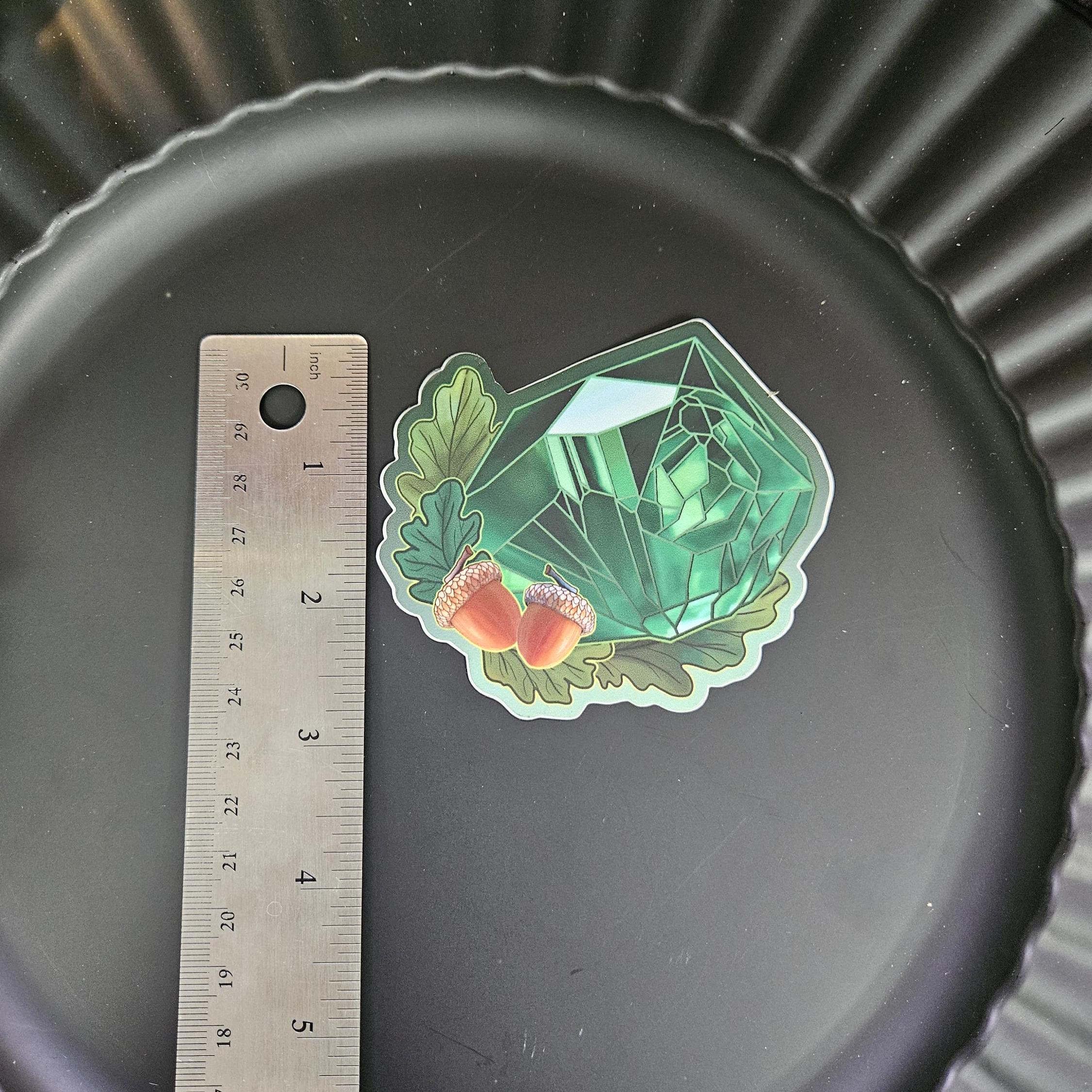 MATTE STICKER: Green Acorn Crystal