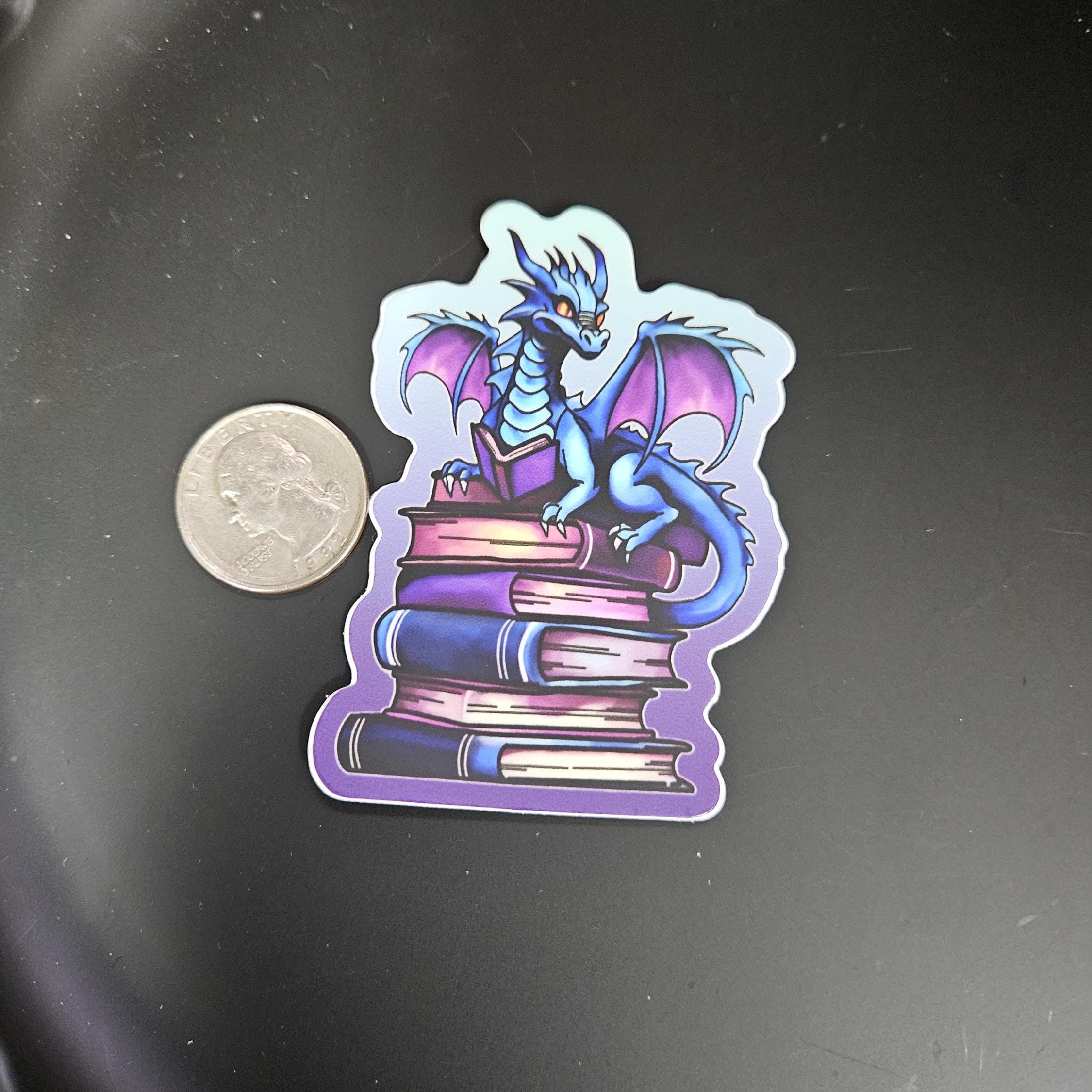 MATTE STICKER: Blue Bookish Dragon