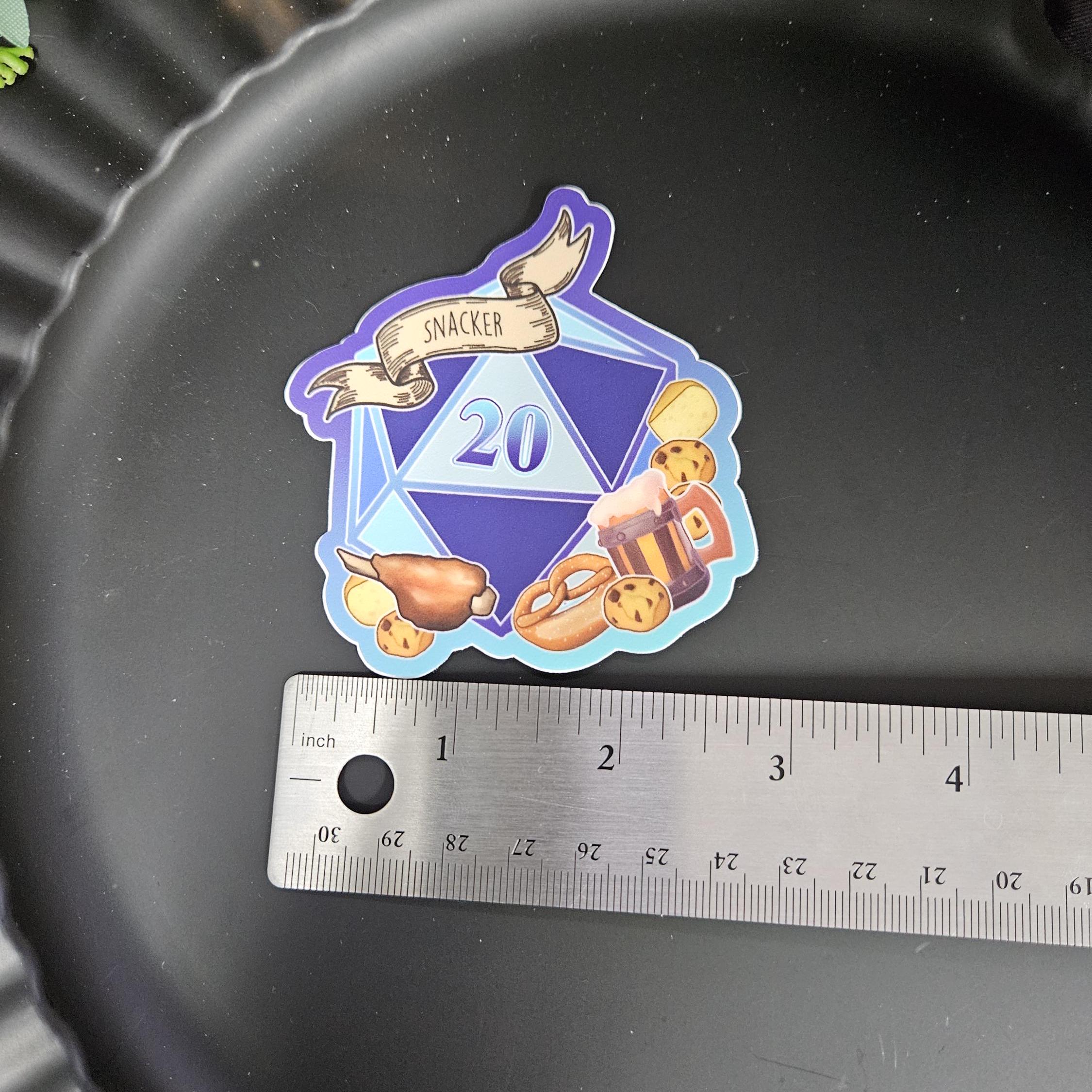 MATTE STICKER: D20 The Snacker , Snacker D20 Sticker , D20 Stickers, D20 Sticker , D20 Snacker Sticker , Player Type D20