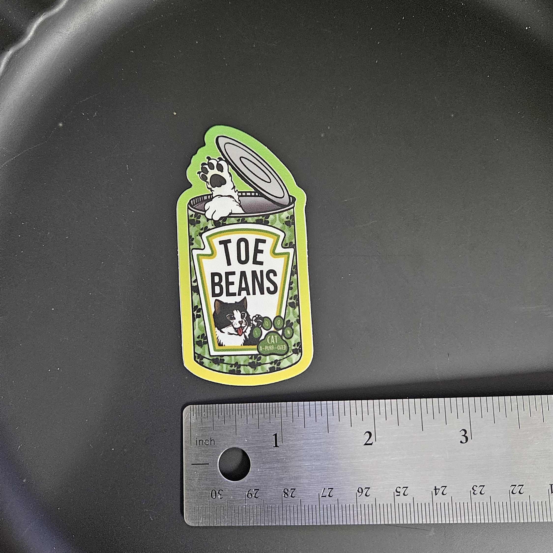 MATTE STICKER: Can of Toe Beans Cat Pun