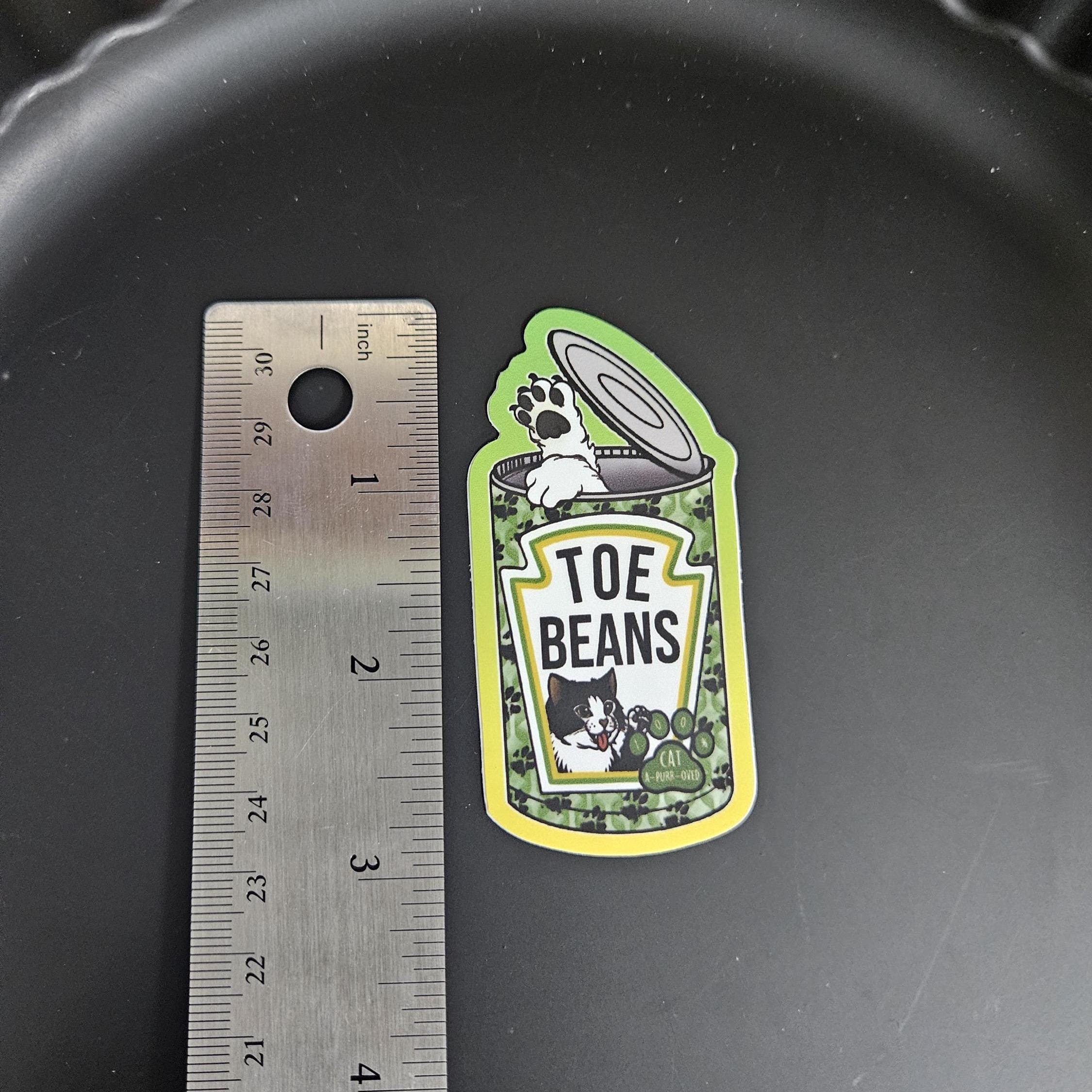 MATTE STICKER: Can of Toe Beans Cat Pun