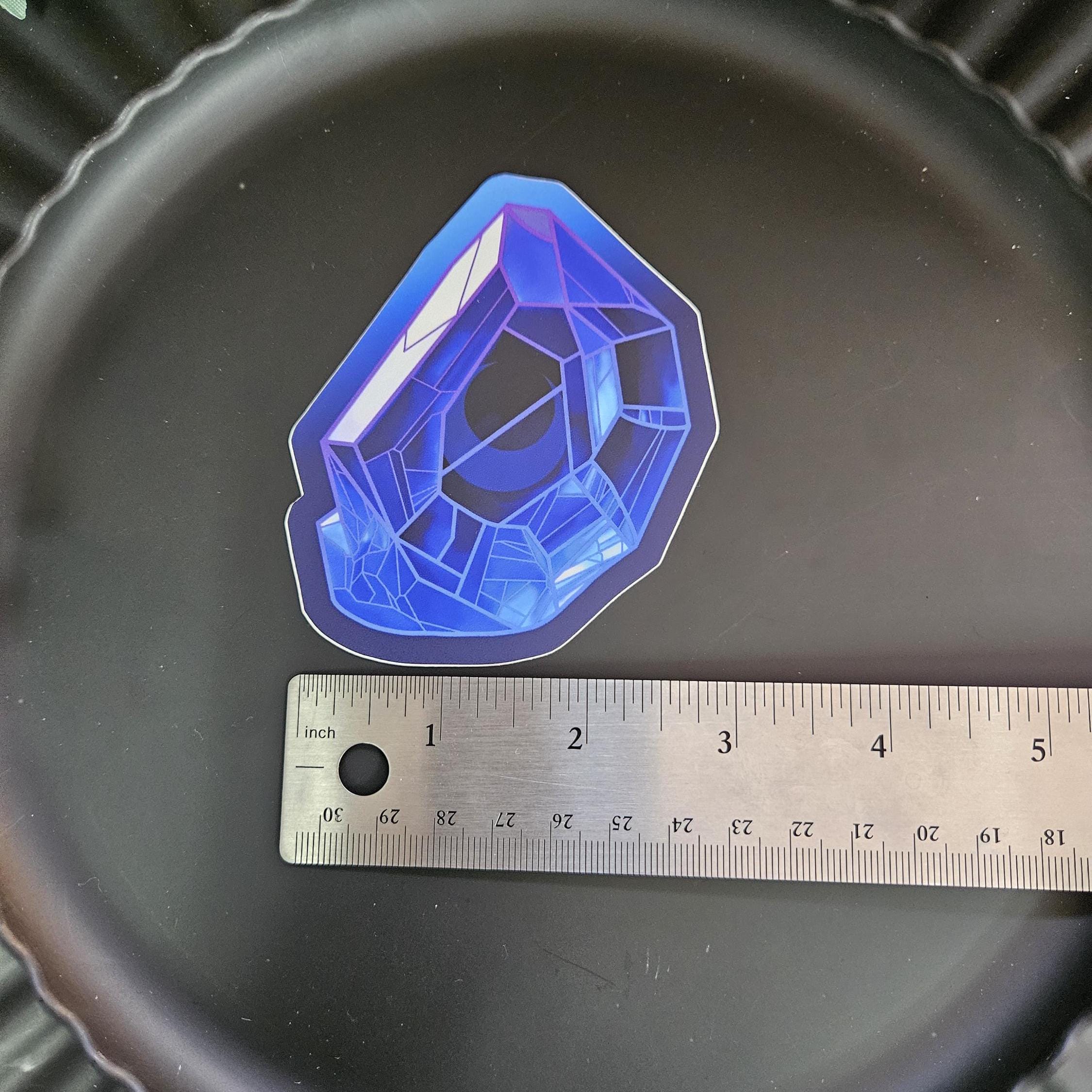 MATTE STICKER: Blue Crystal with Crescent Moon