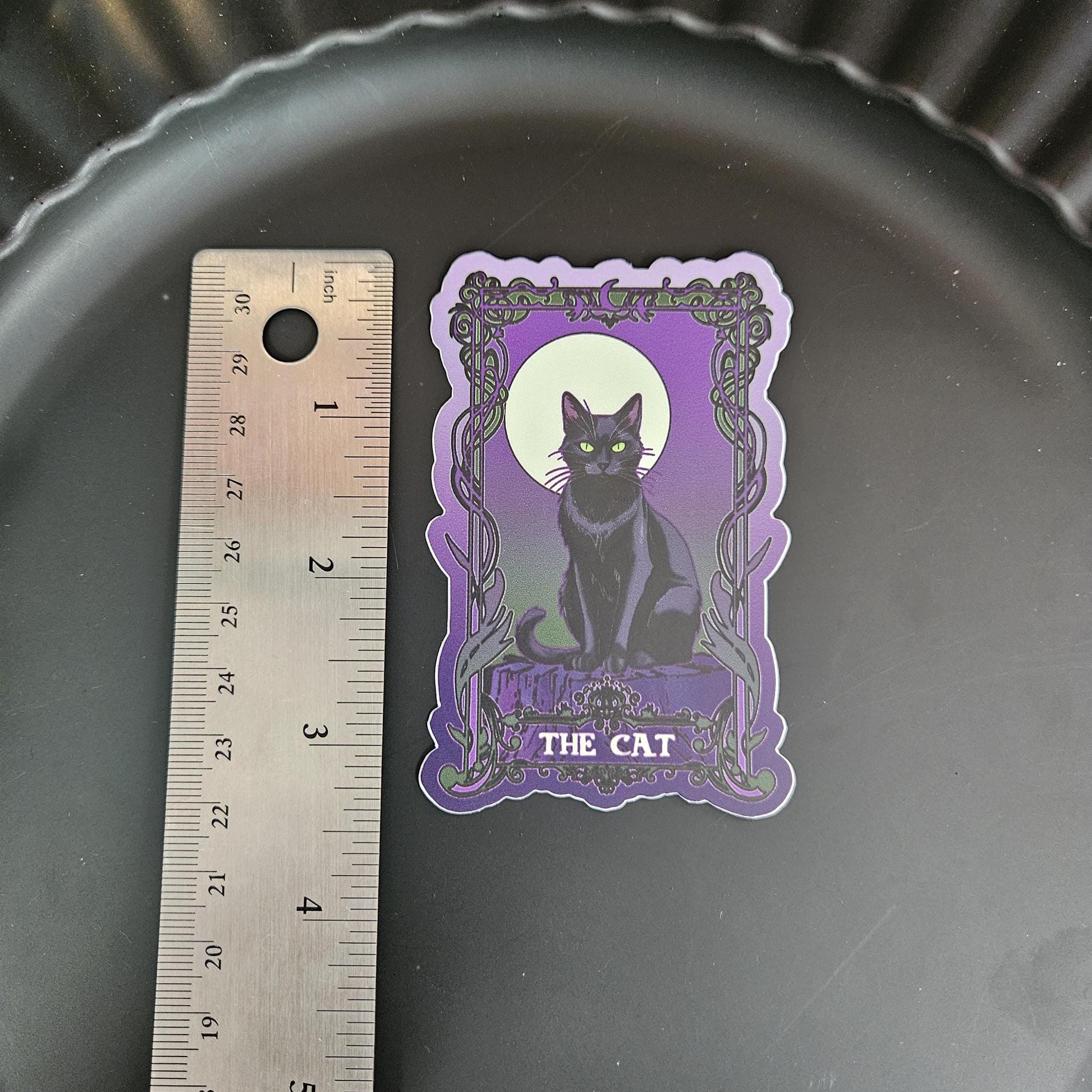 MATTE STICKER: The Cat Purple Tarot Card Style Decorative Sticker Acornandcrowstudio