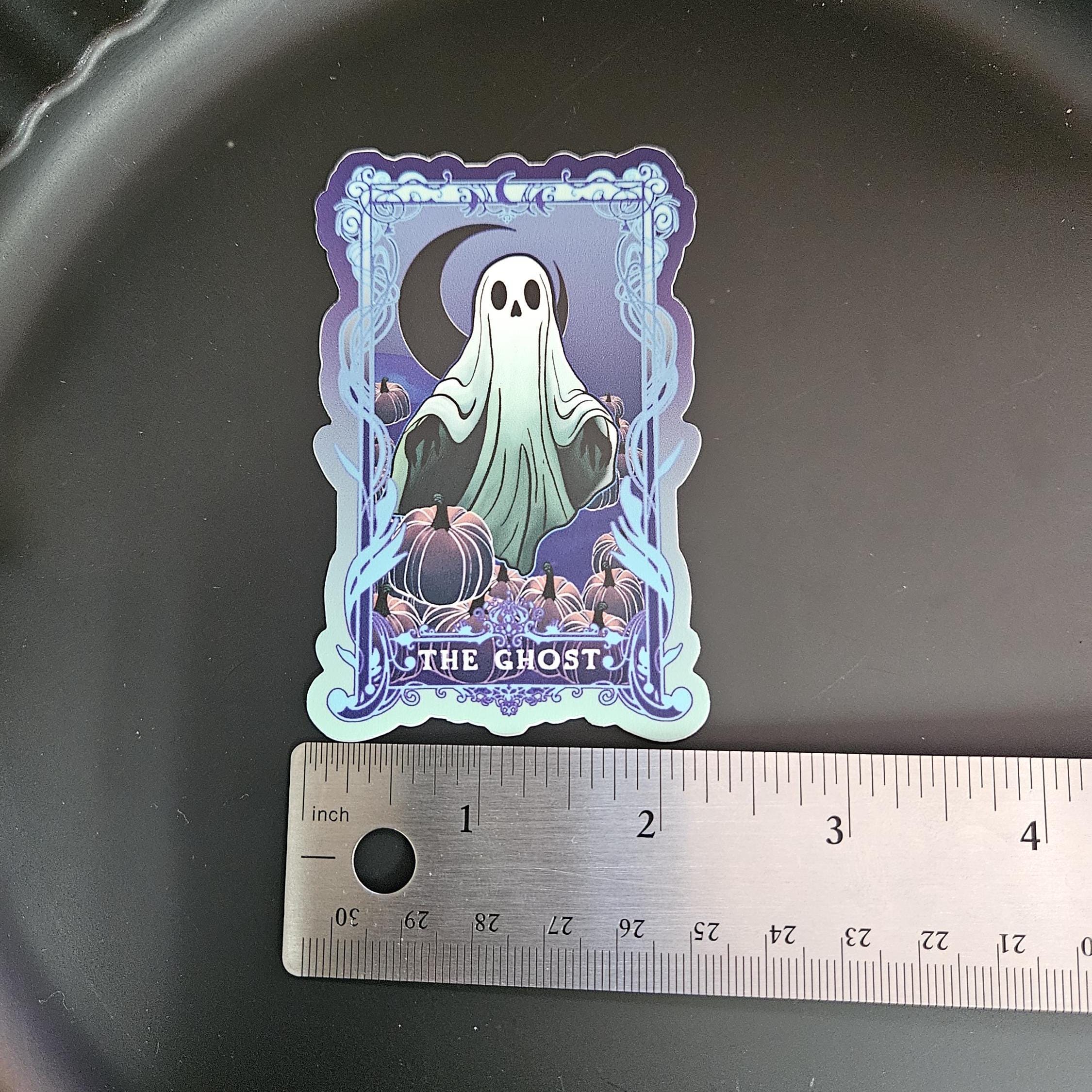 MATTE STICKER: The Ghost Teal Tarot Card Style Decorative Sticker Acornandcrowstudio