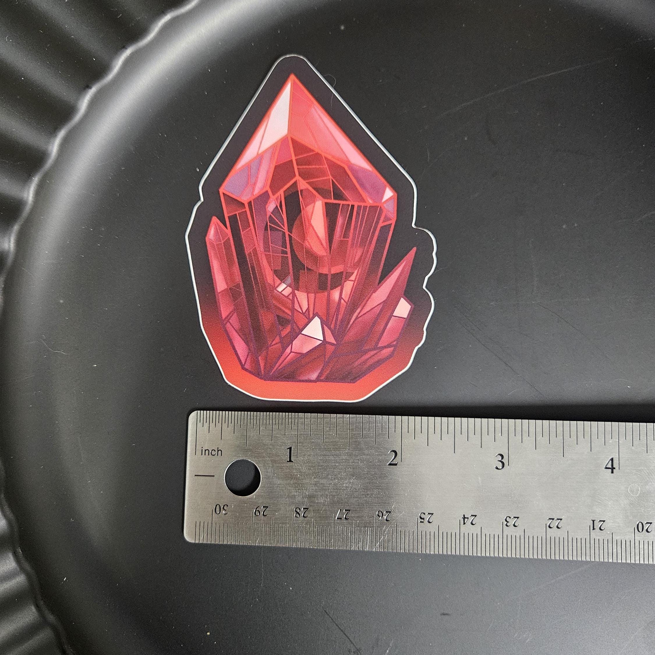 MATTE STICKER: Red and Black Crystal with Black Moon