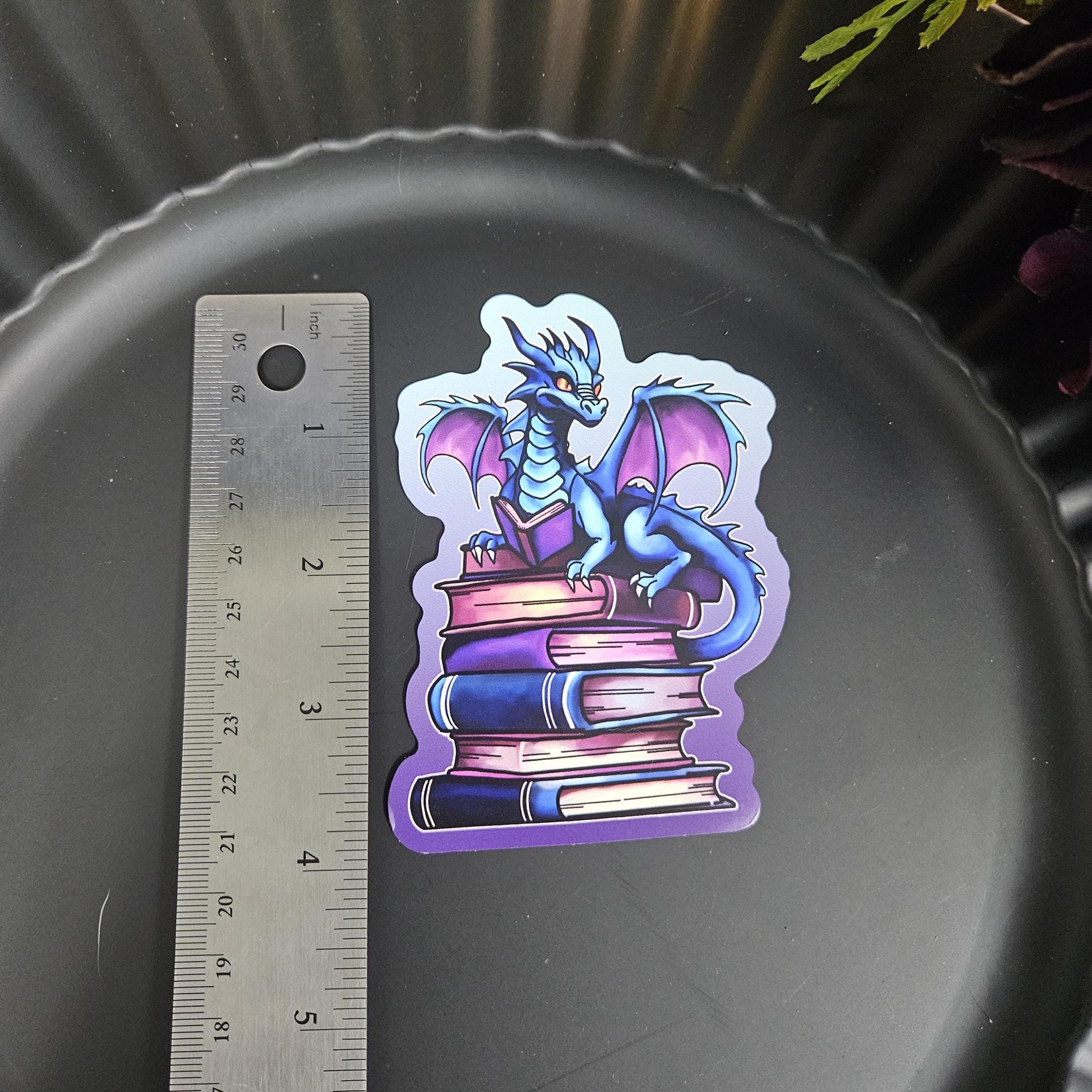 MAGNET: Blue Bookish Dragon Magnets Acornandcrowstudio