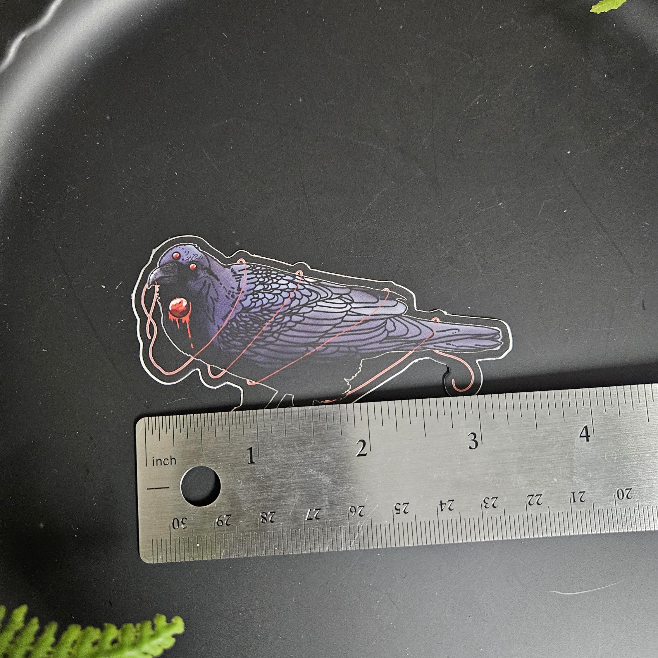 MATTE STICKER: Crow and Red Thread of Fate Decorative Sticker Acornandcrowstudio