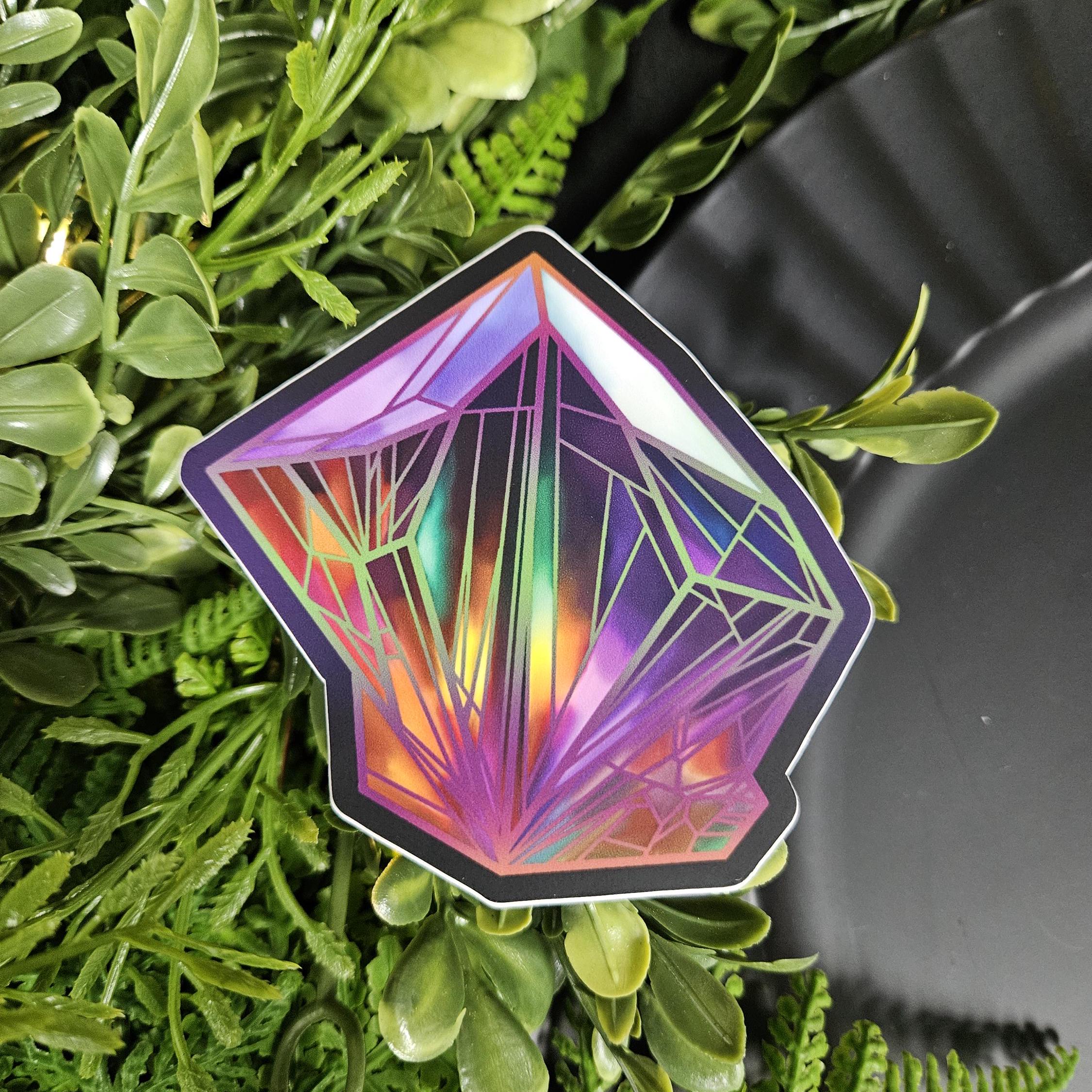 MATTE STICKER: Purple Green and Orange Halloween Crystal