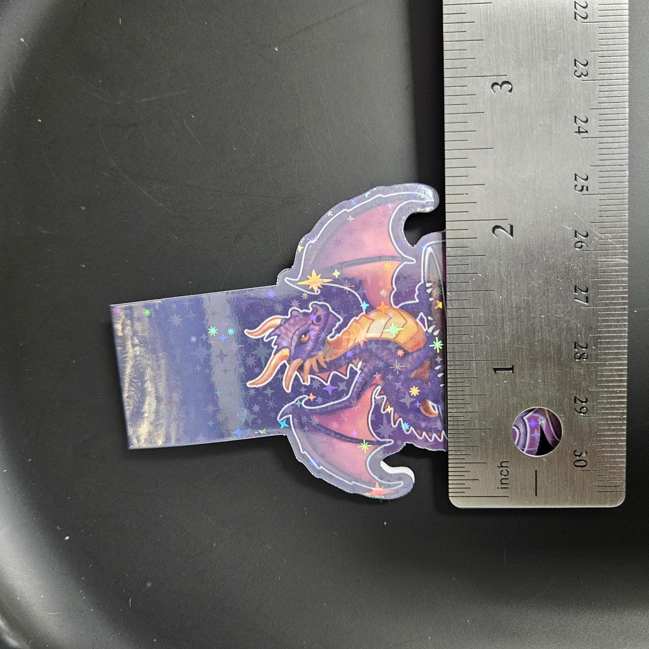 HANDMADE MAGNETIC BOOKMARK: Purple Caffeine Dragon