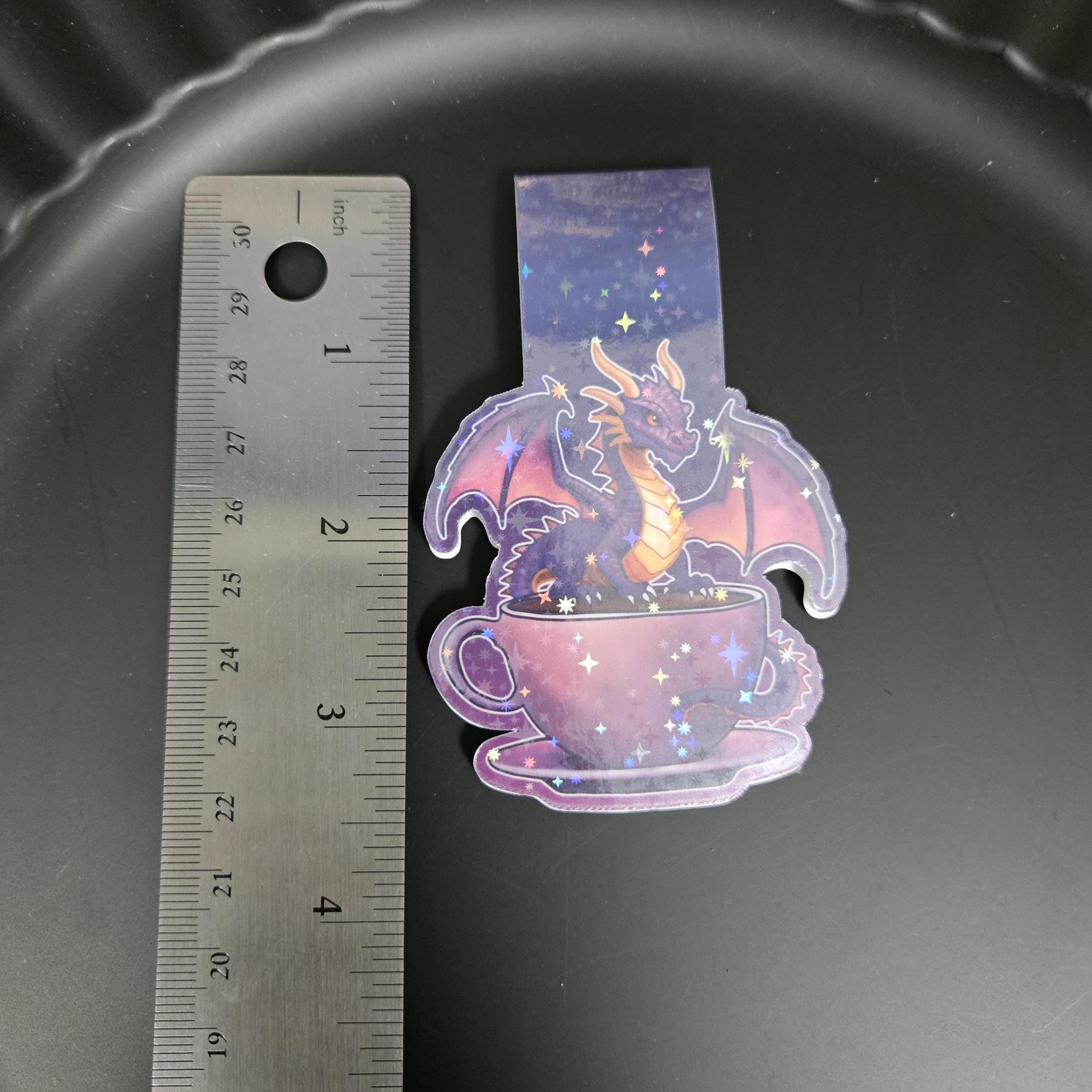 HANDMADE MAGNETIC BOOKMARK: Purple Caffeine Dragon