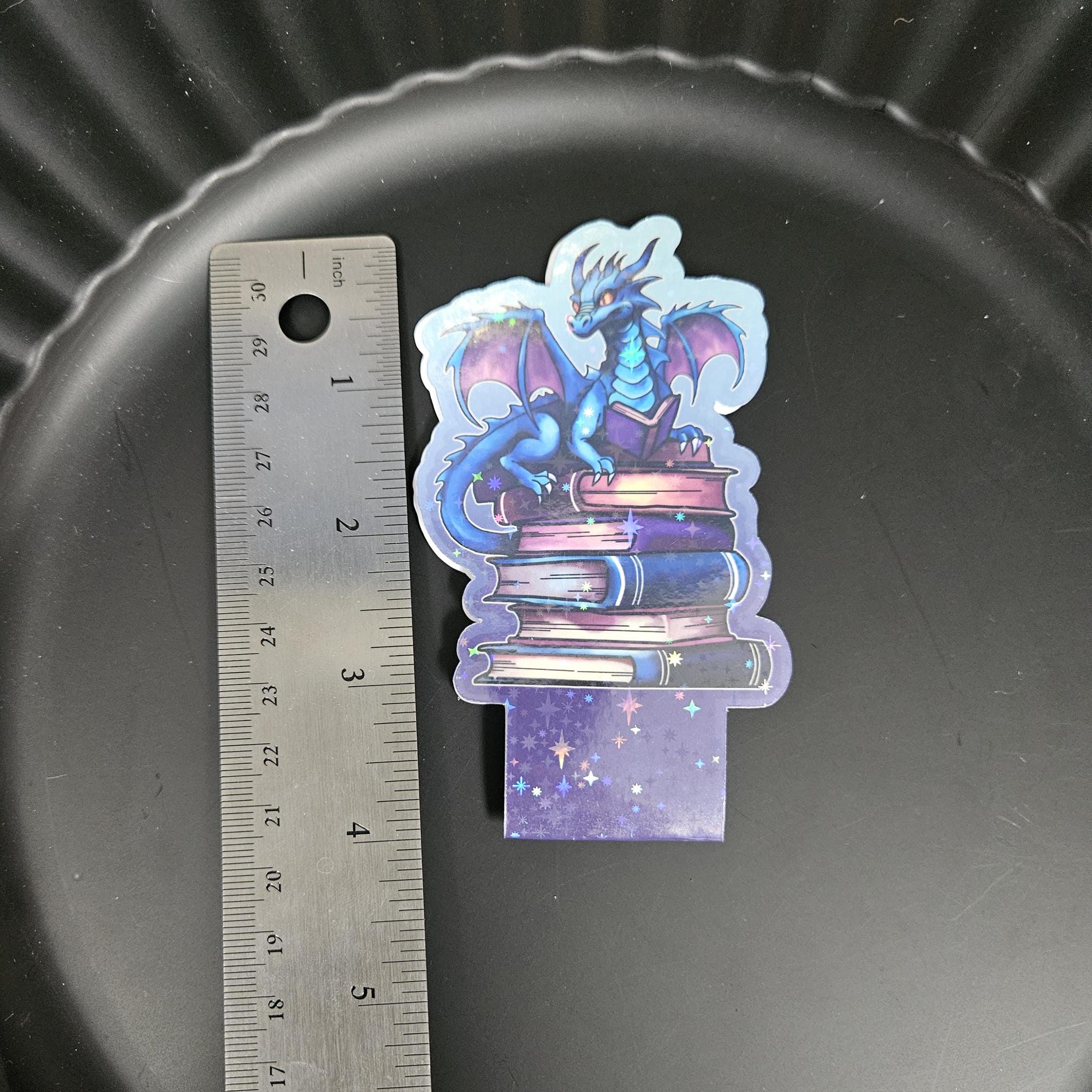 HANDMADE MAGNETIC BOOKMARK: Blue Bookish Dragon