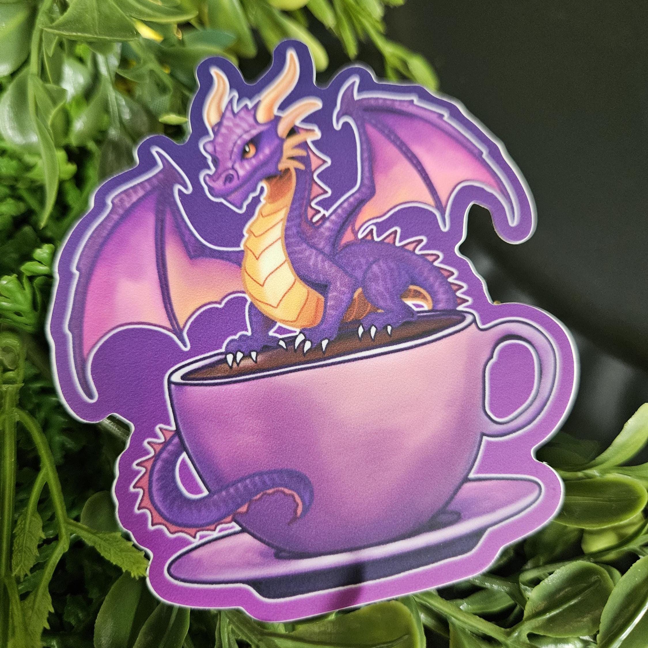 MATTE STICKER: Purple Caffeine Dragon