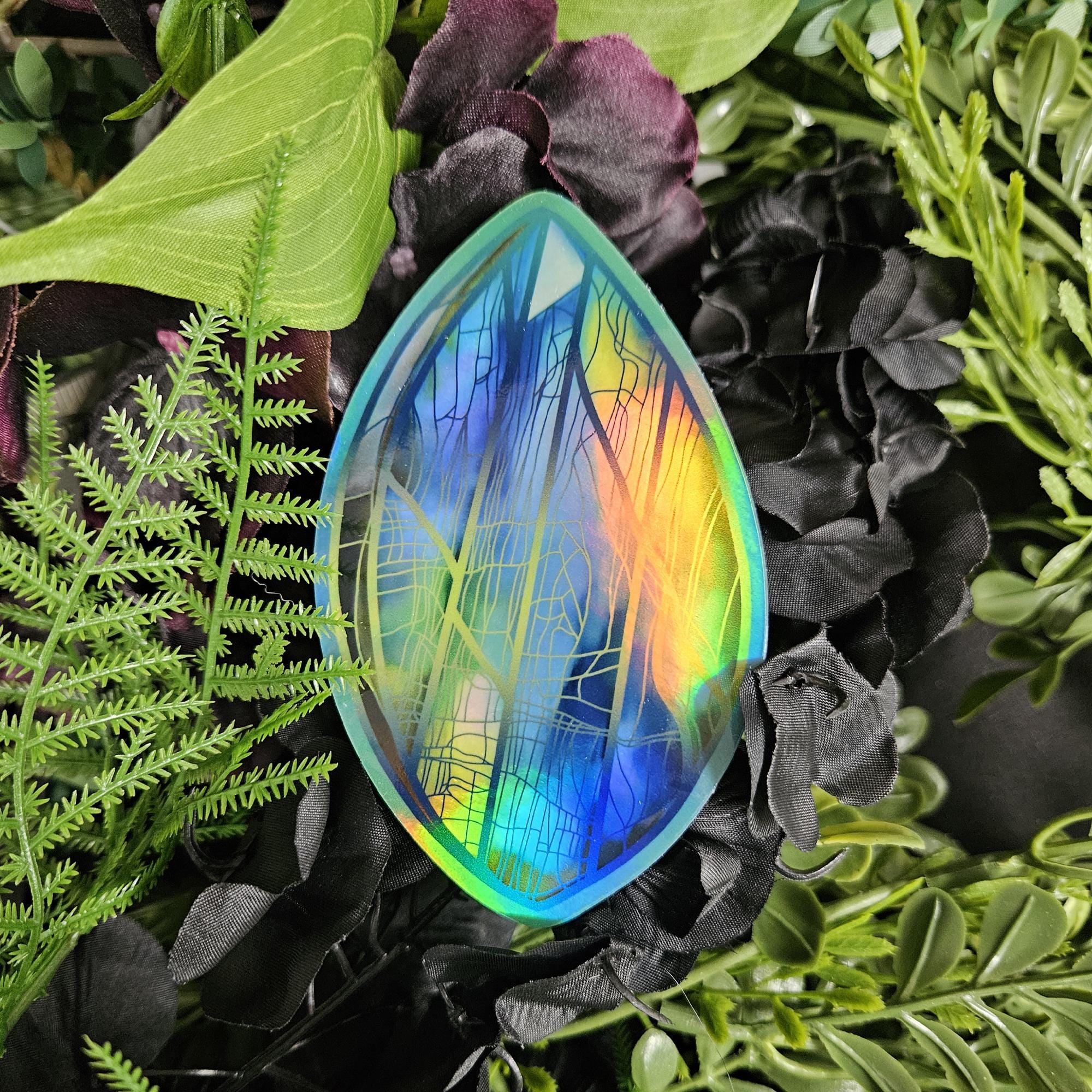 GLOSSY STICKER: Labradorite Crystal with HOLOGRAPHIC Overlay Decorative Sticker Acornandcrowstudio