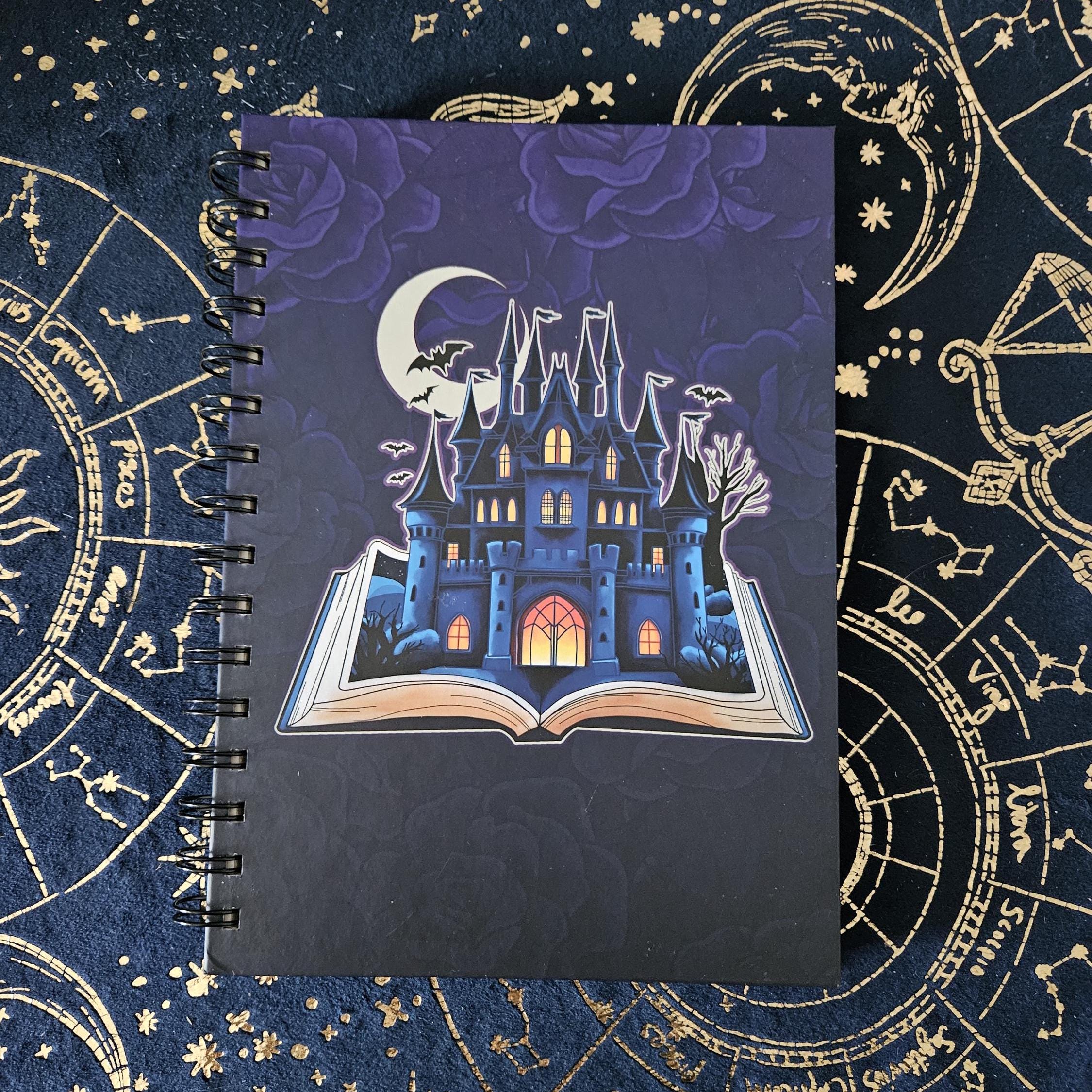 A5 Size SPIRAL NOTEBOOK : Dark Fantasy Book Castle with Lined Pages