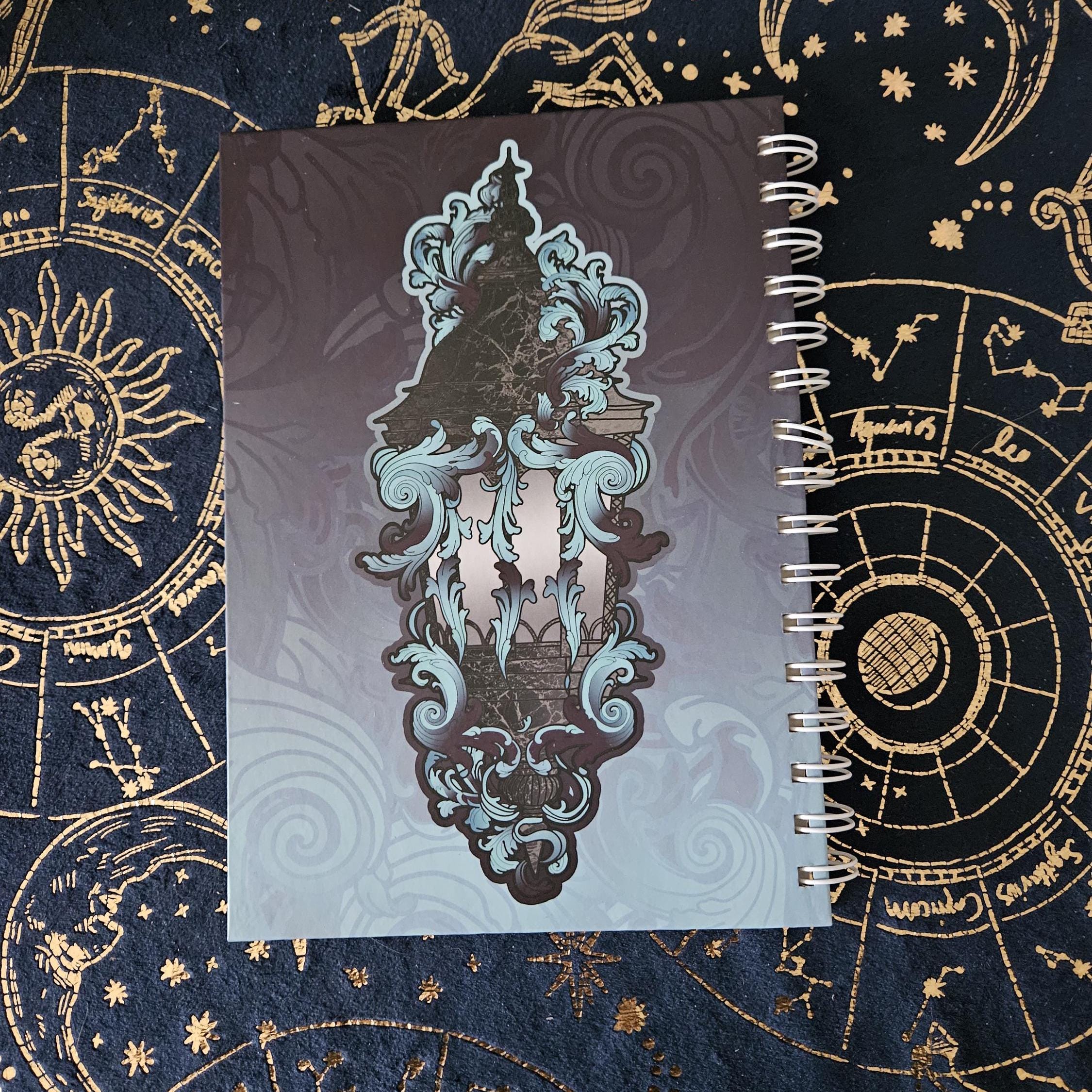 A5 Size SPIRAL NOTEBOOK : Dark Ghost Lantern with Lined Pages