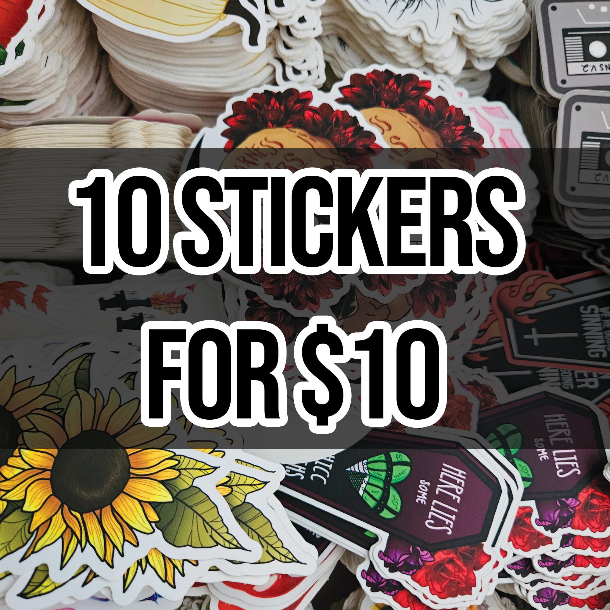 STICKER PACK: Sticker Pack - 10 RANDOM Stickers Per Pack Acornandcrowstudio