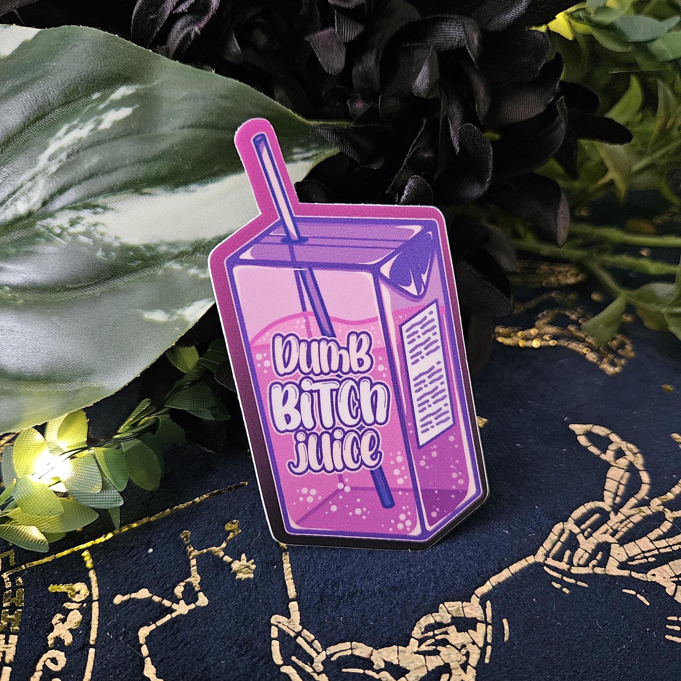 MATTE STICKER: Dumb Bitch Juice Carton Die Cut Sticker Decorative Sticker Acornandcrowstudio