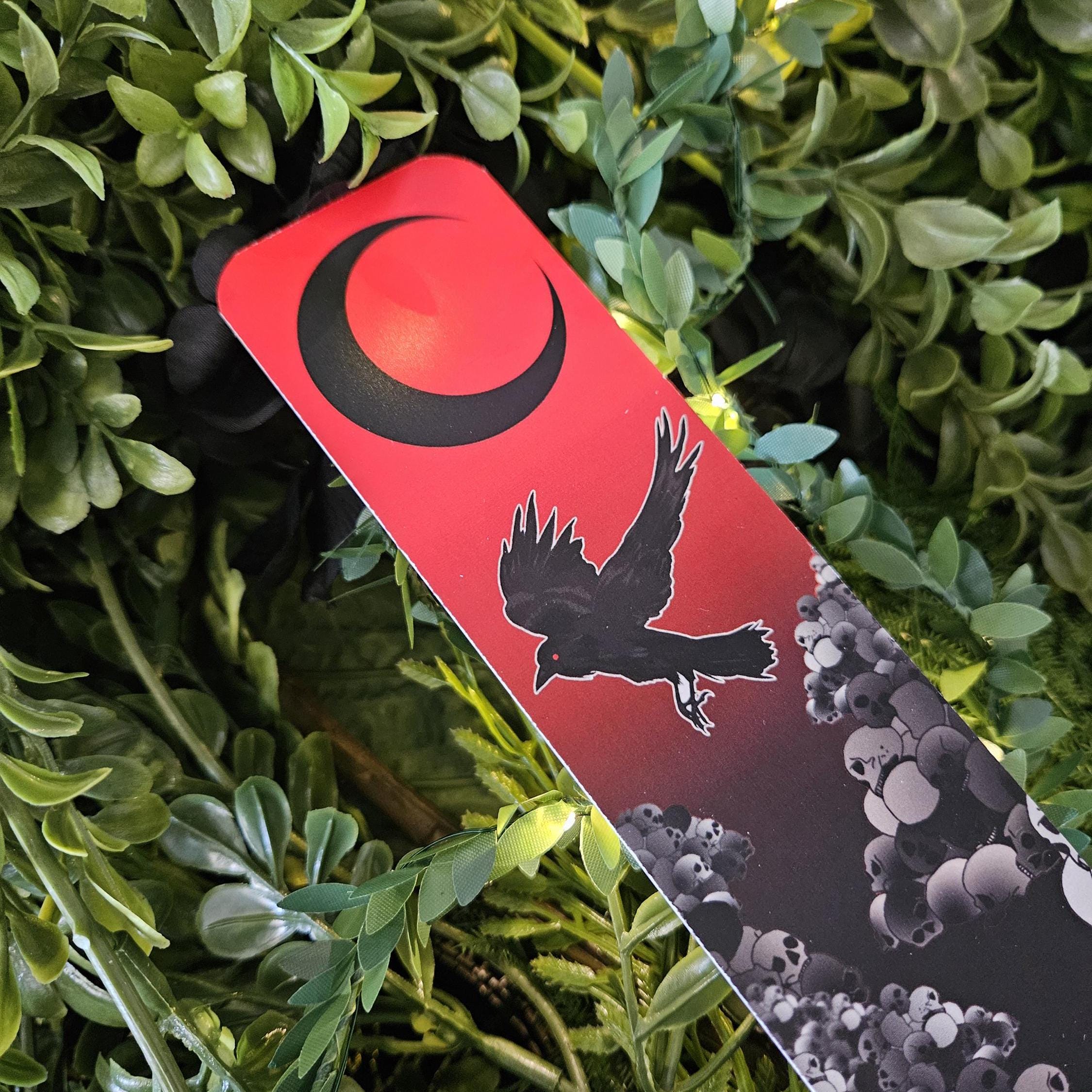 BOOKMARK: Crow Tarot Card Style Bookmark , Red Tarot Card Style Bookmark , Crow Bookmark , Omen Bookmark