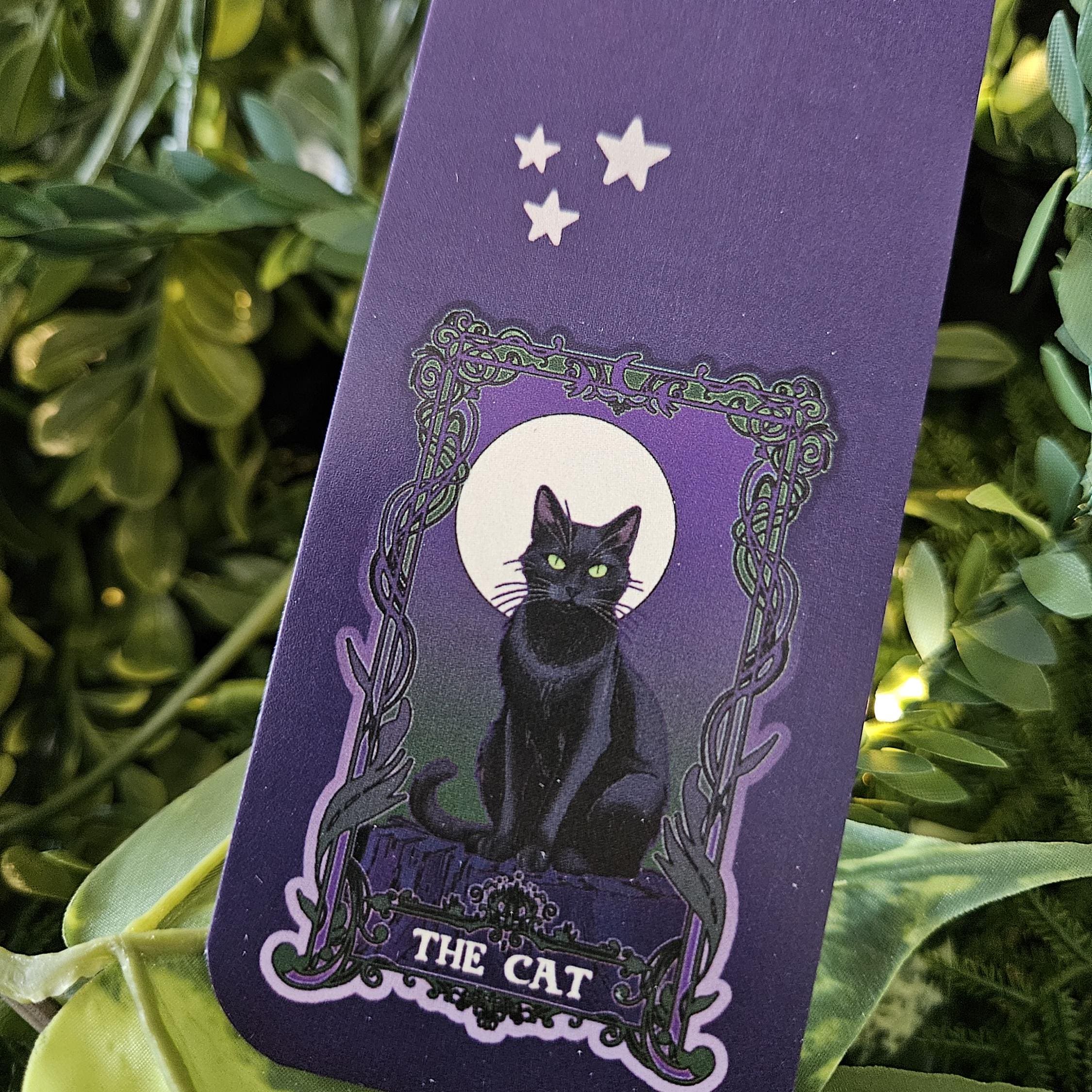 BOOKMARK: The Cat Tarot Card Bookmark , The Cat Bookmark , Fantasy Bookmark , Purple Cat Bookmark