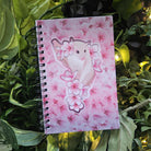 4x6 HANDMADE SPIRAL NOTEBOOK: Pastel Fruit Bat with Sakura Flowers